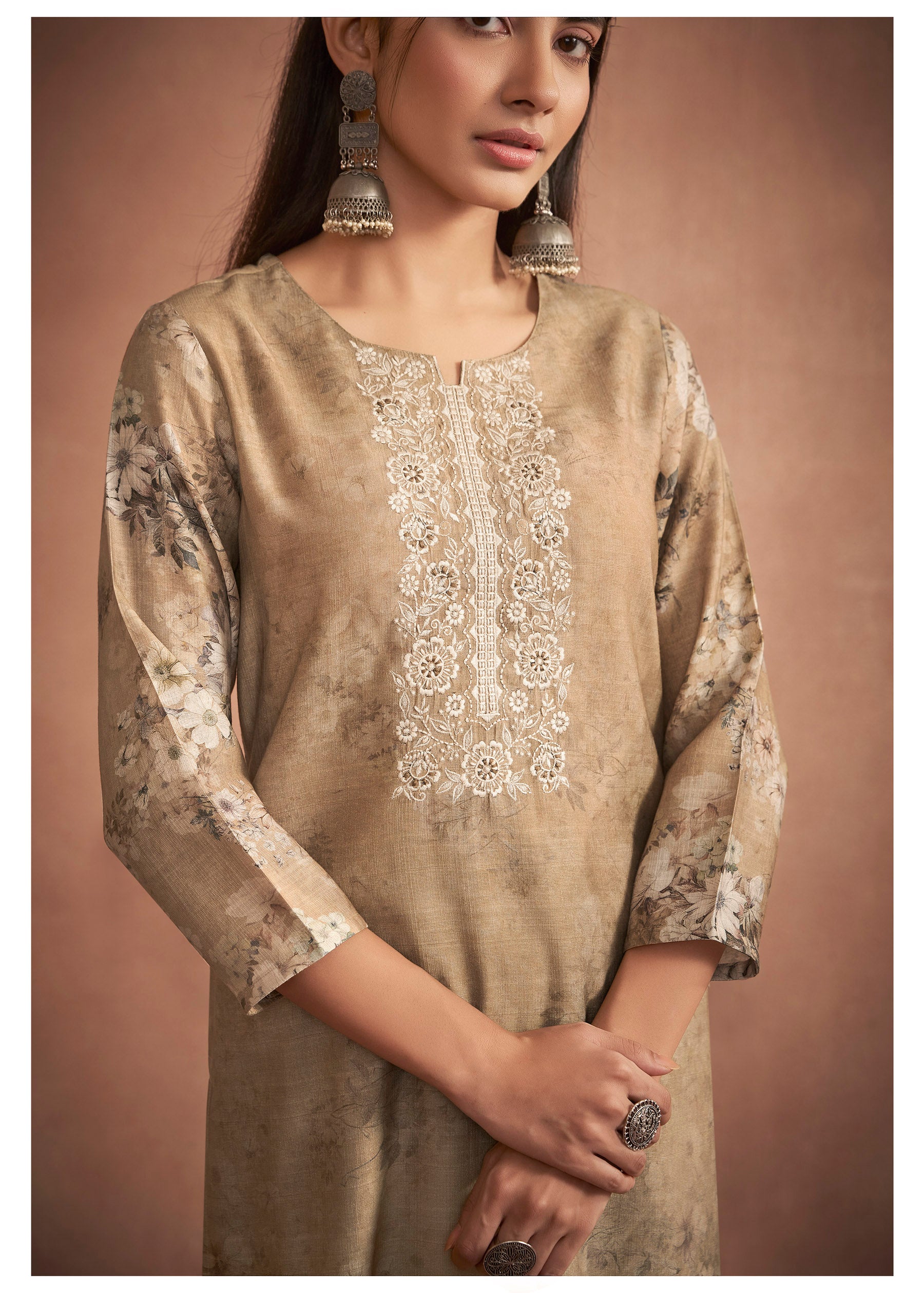 Regal Mustard Jacquard Kurta Set