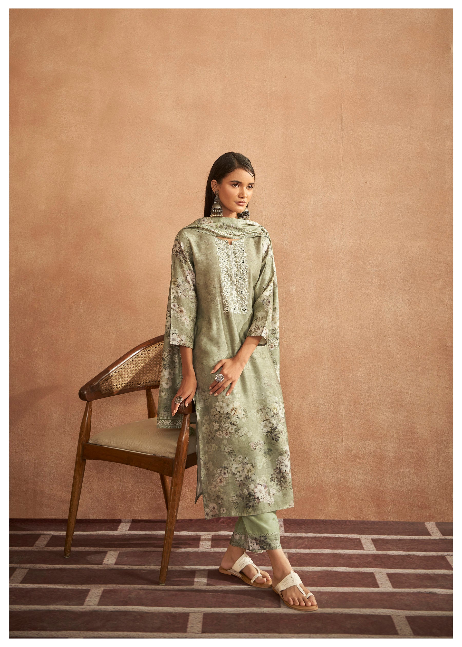 Elegant Pista Embroidery Ensemble