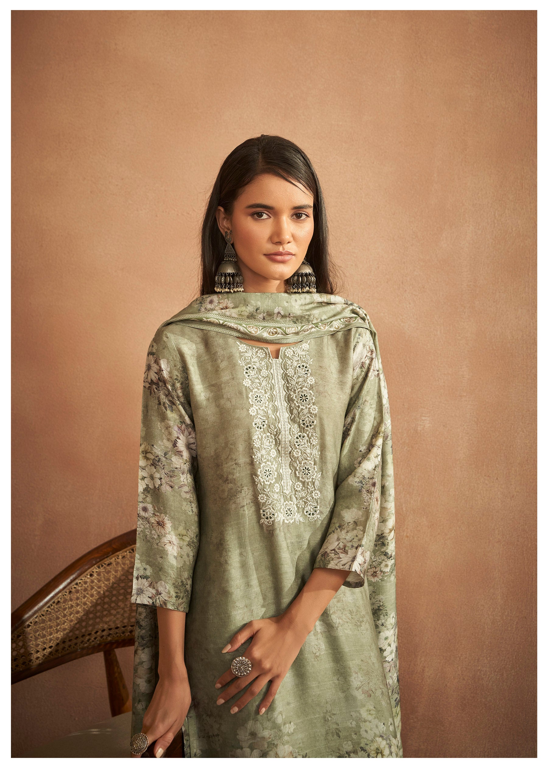 Elegant Pista Embroidery Ensemble