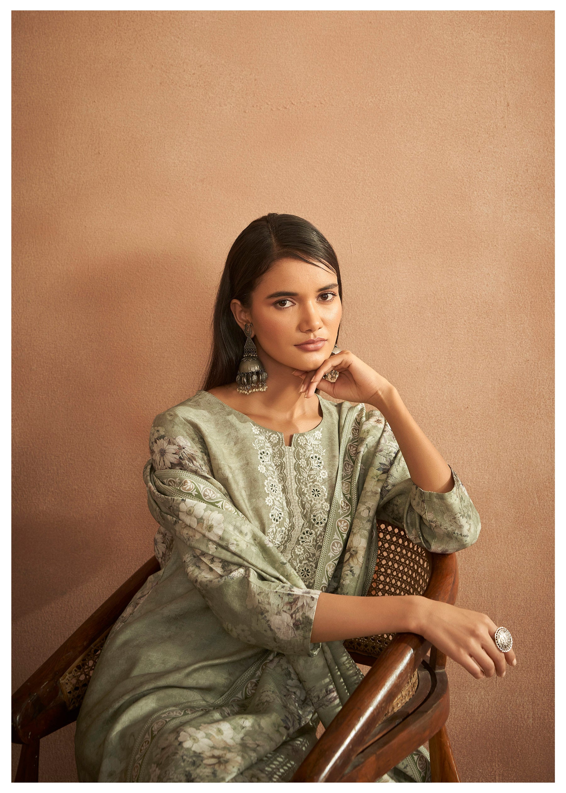 Elegant Pista Embroidery Ensemble