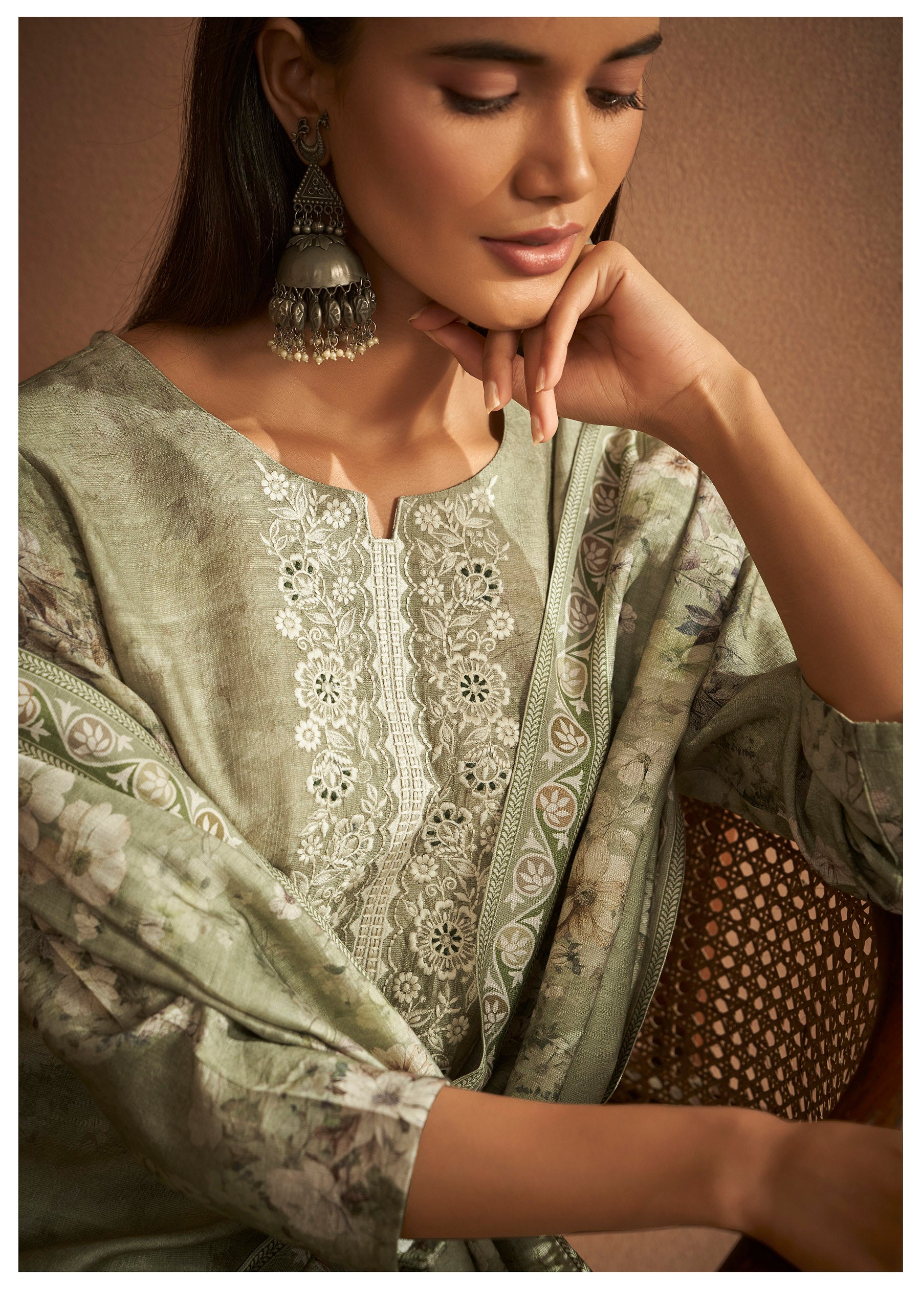 Elegant Pista Embroidery Ensemble