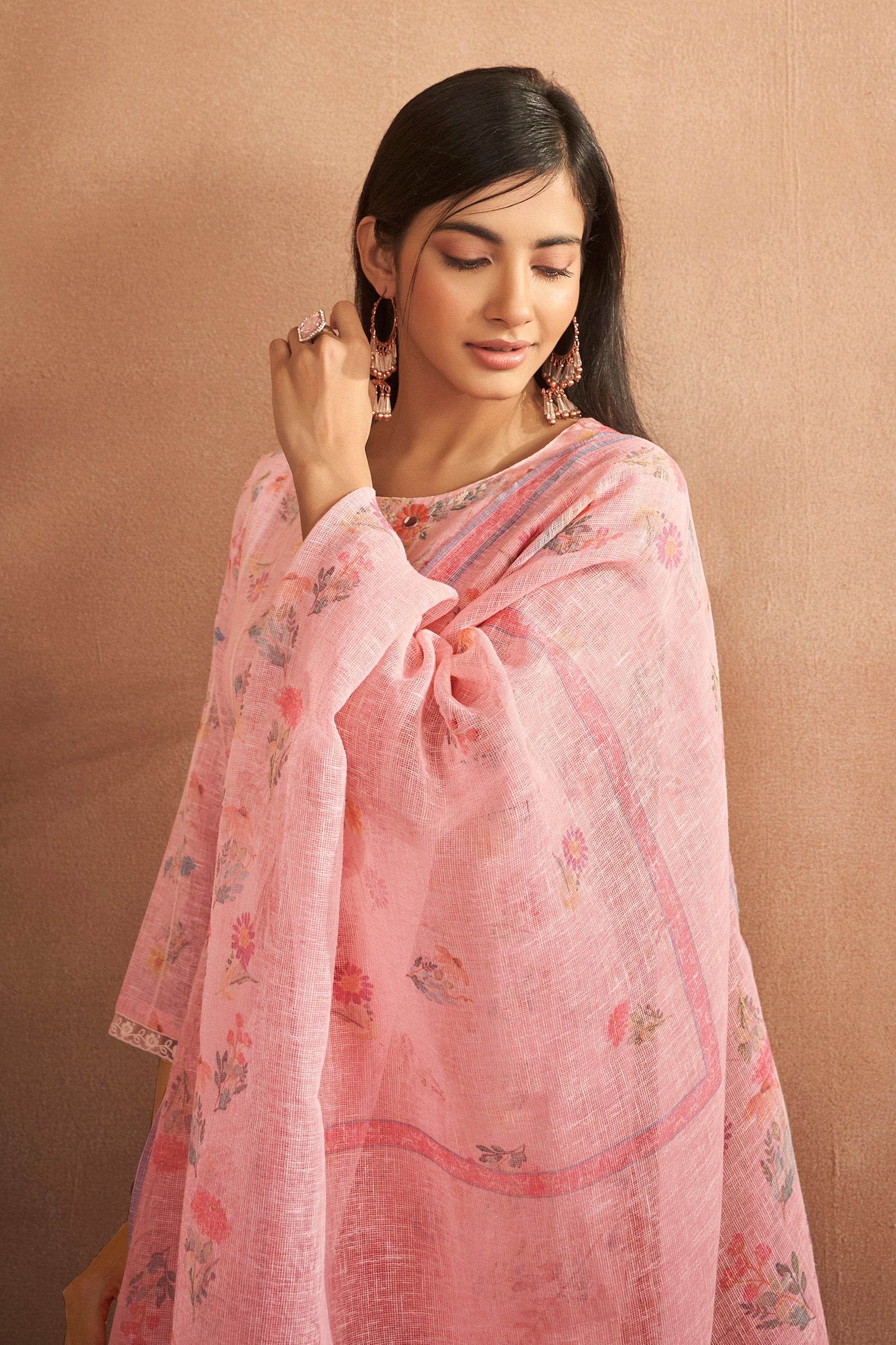 Petal Pink Cotton Linen Kurta Set