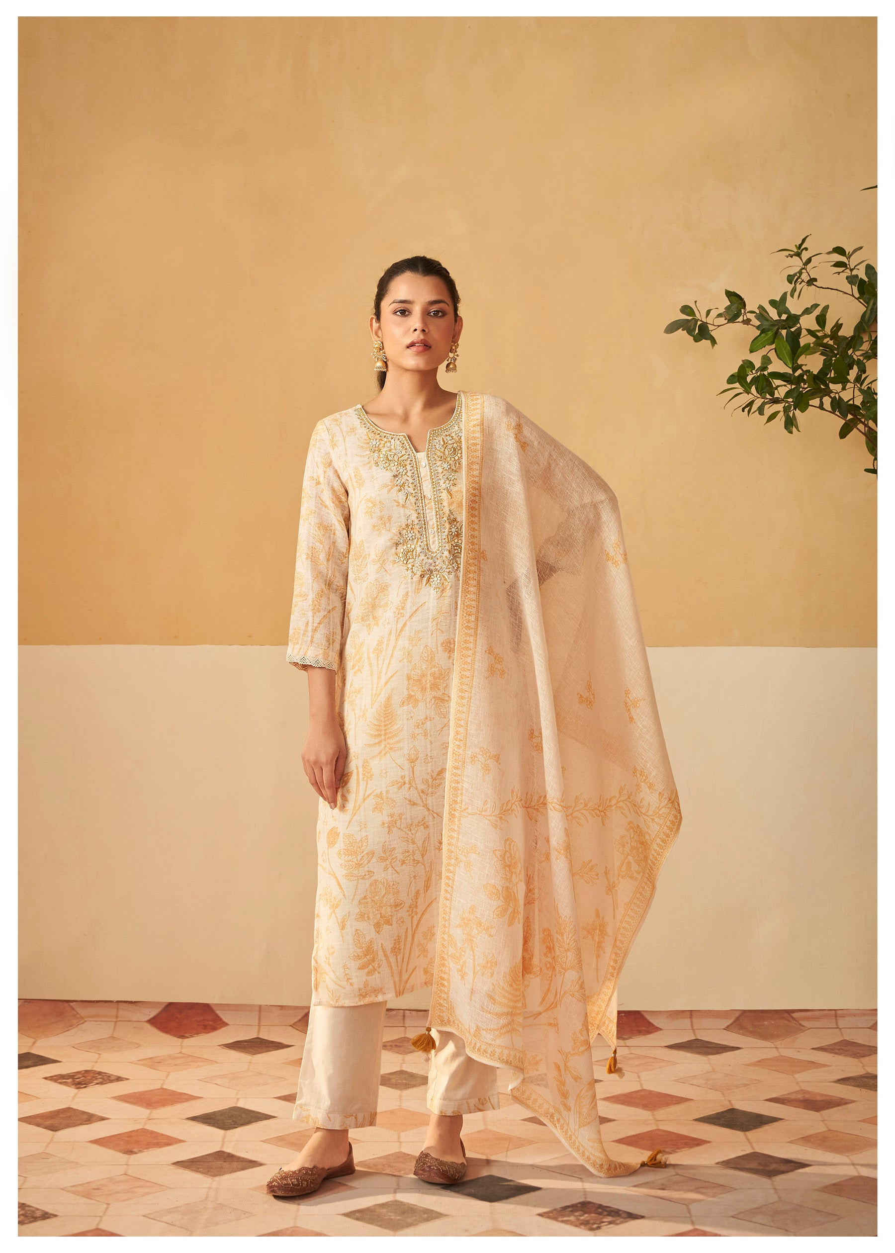 Sunshine Cotton Linen Embroidered Set