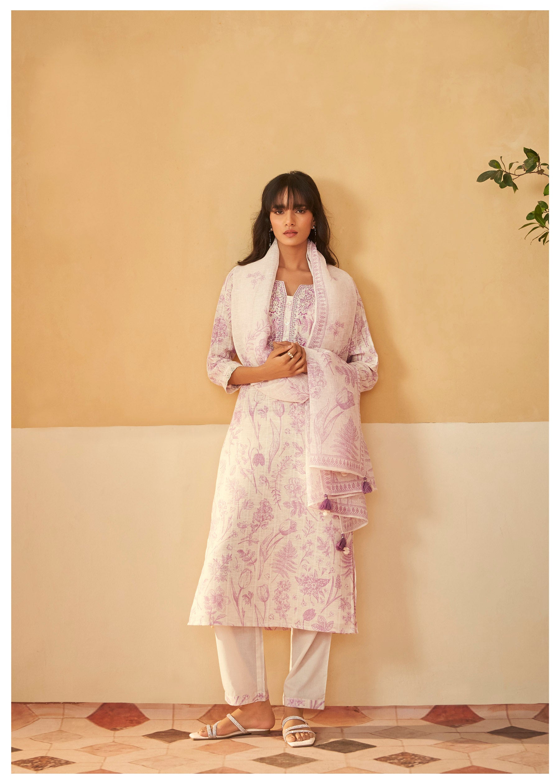 Linen Threads Kurti and Dupatta Set