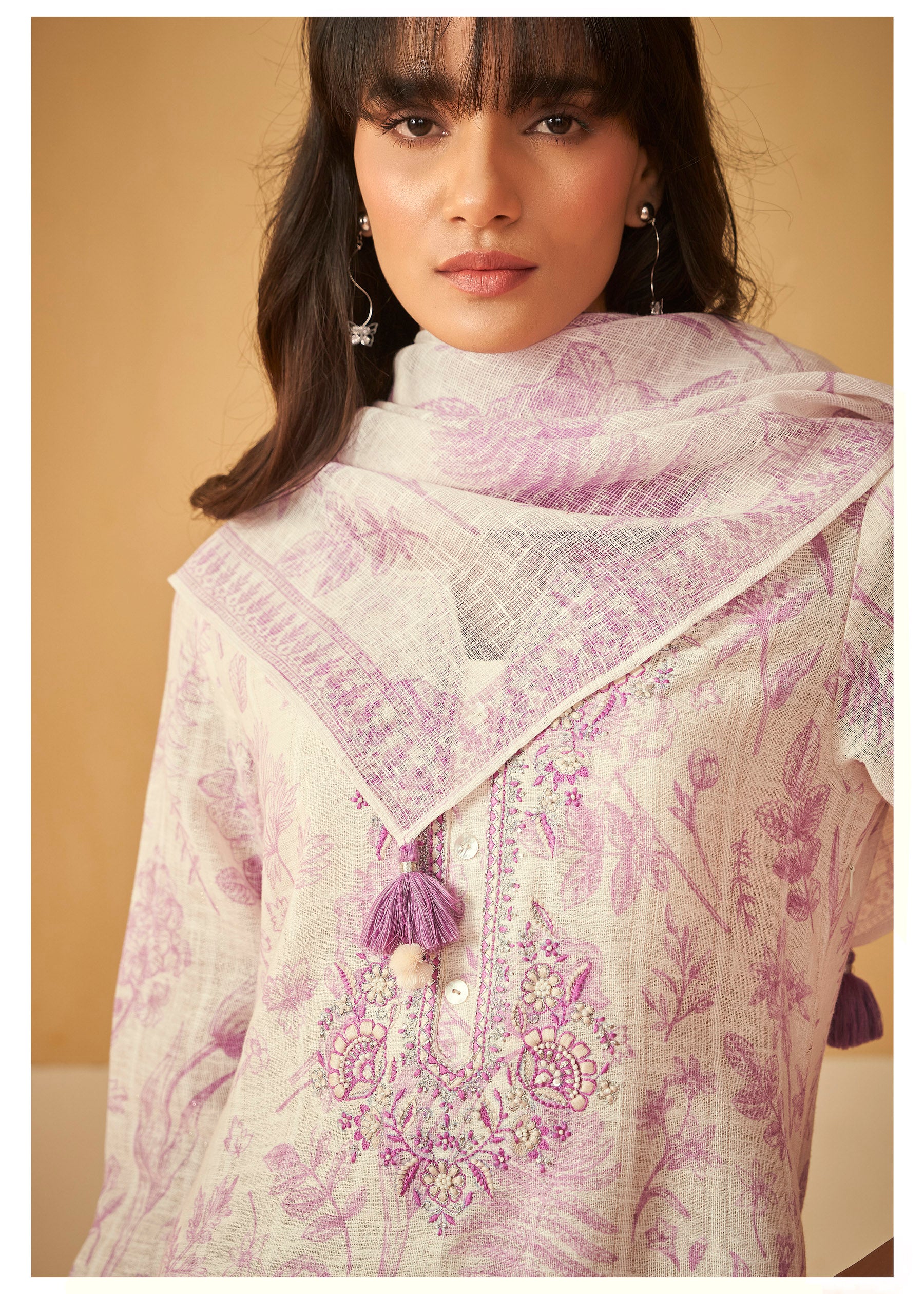 Linen Threads Kurti and Dupatta Set