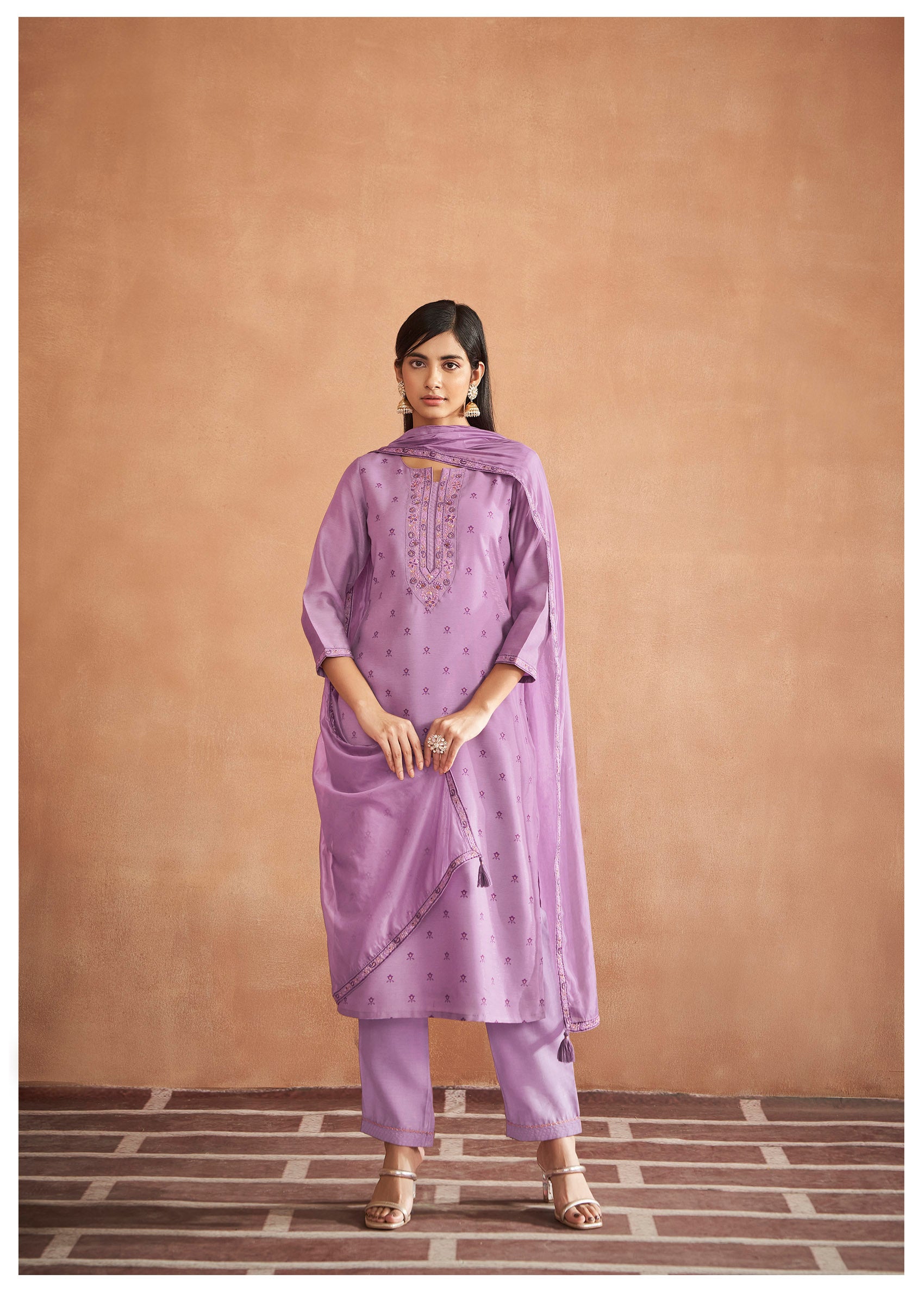 Lavender Silk Modal Shimmer Kurta Set