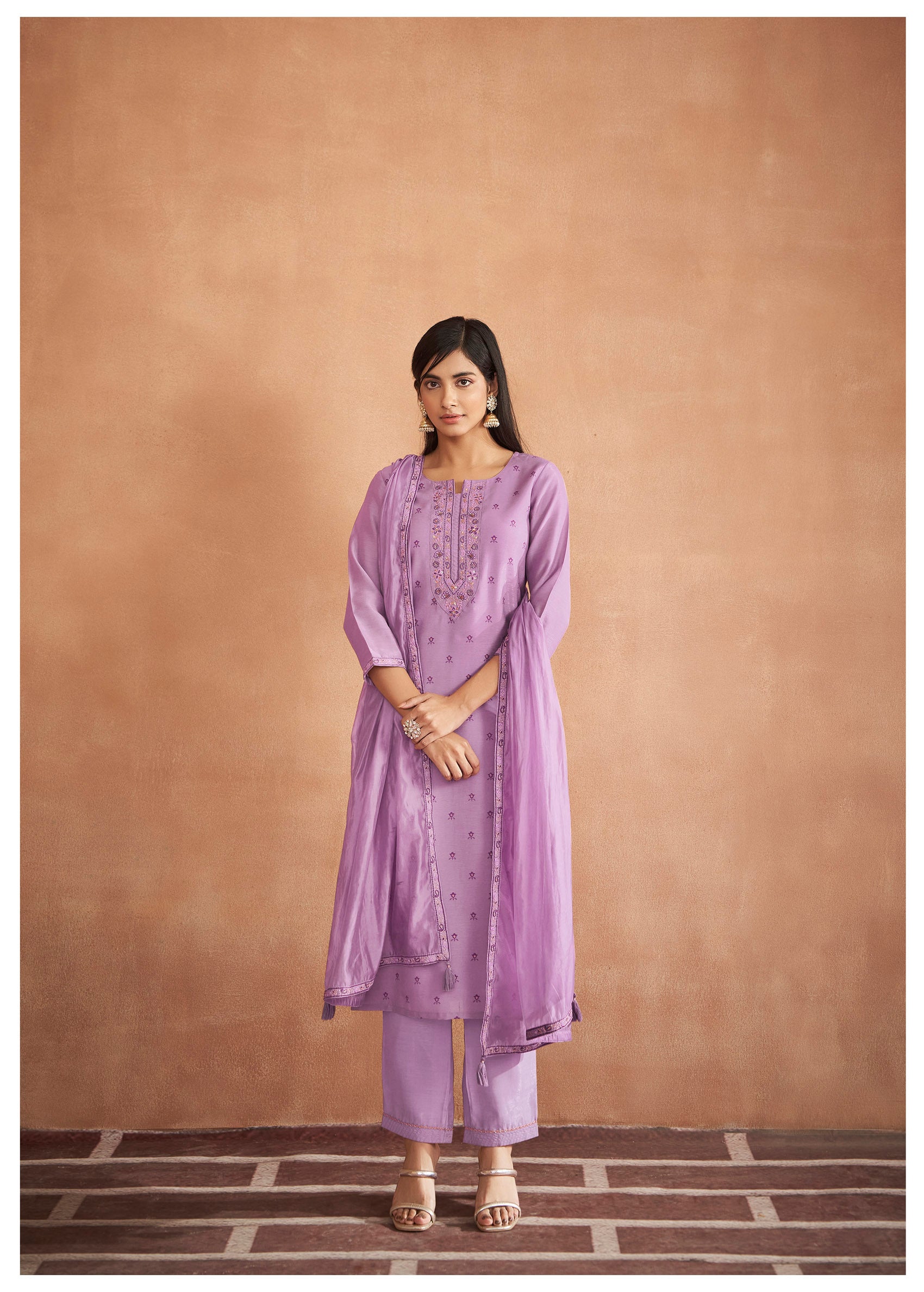 Lavender Silk Modal Shimmer Kurta Set