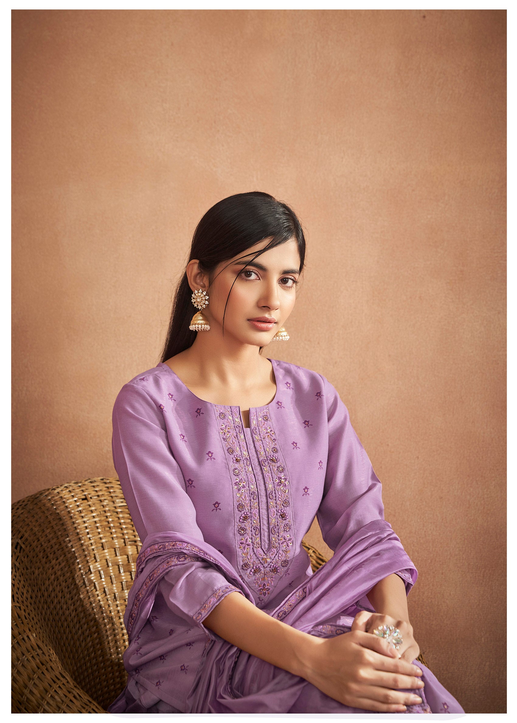 Lavender Silk Modal Shimmer Kurta Set