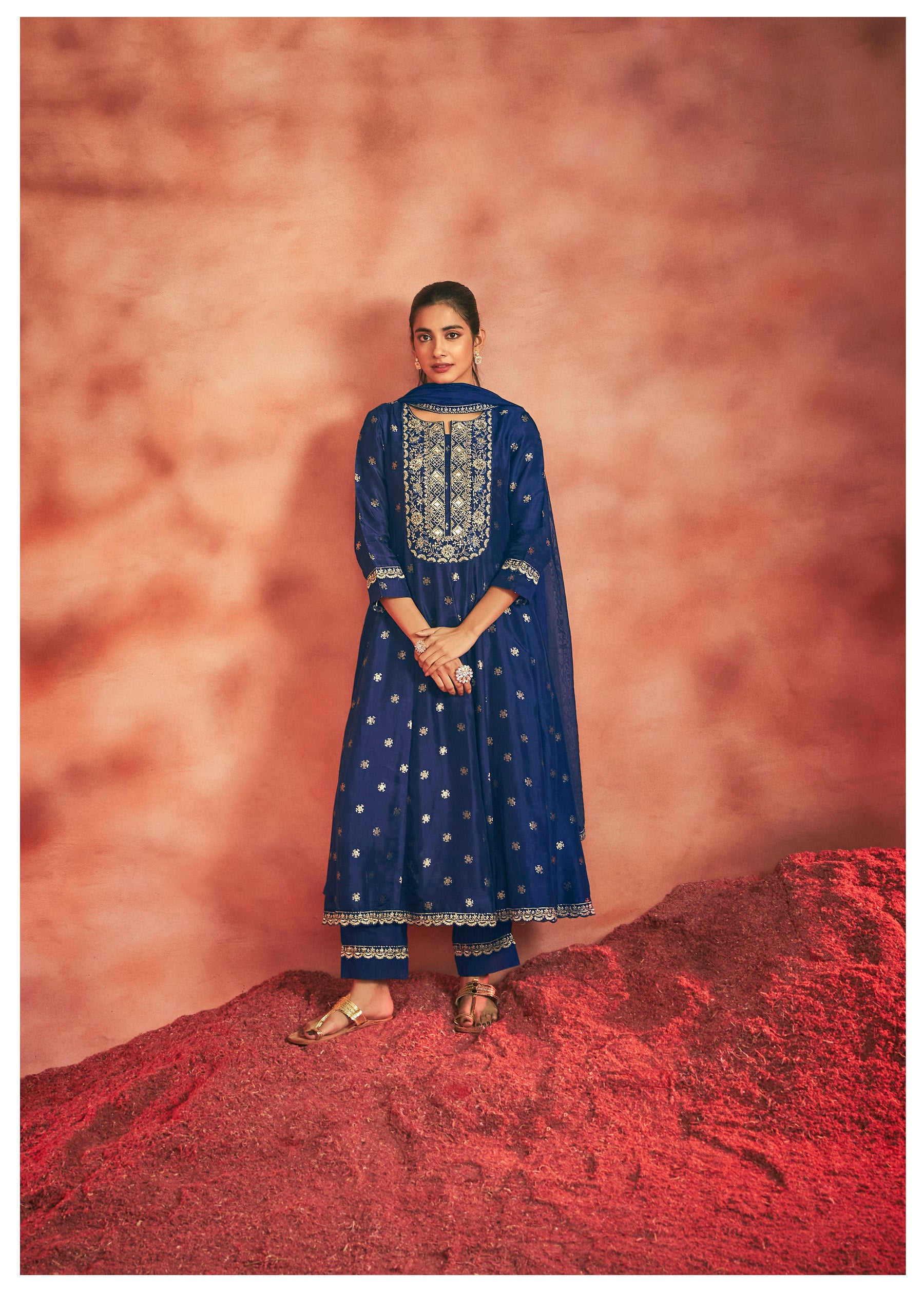 Azure Royalty Dola Anarkali Set