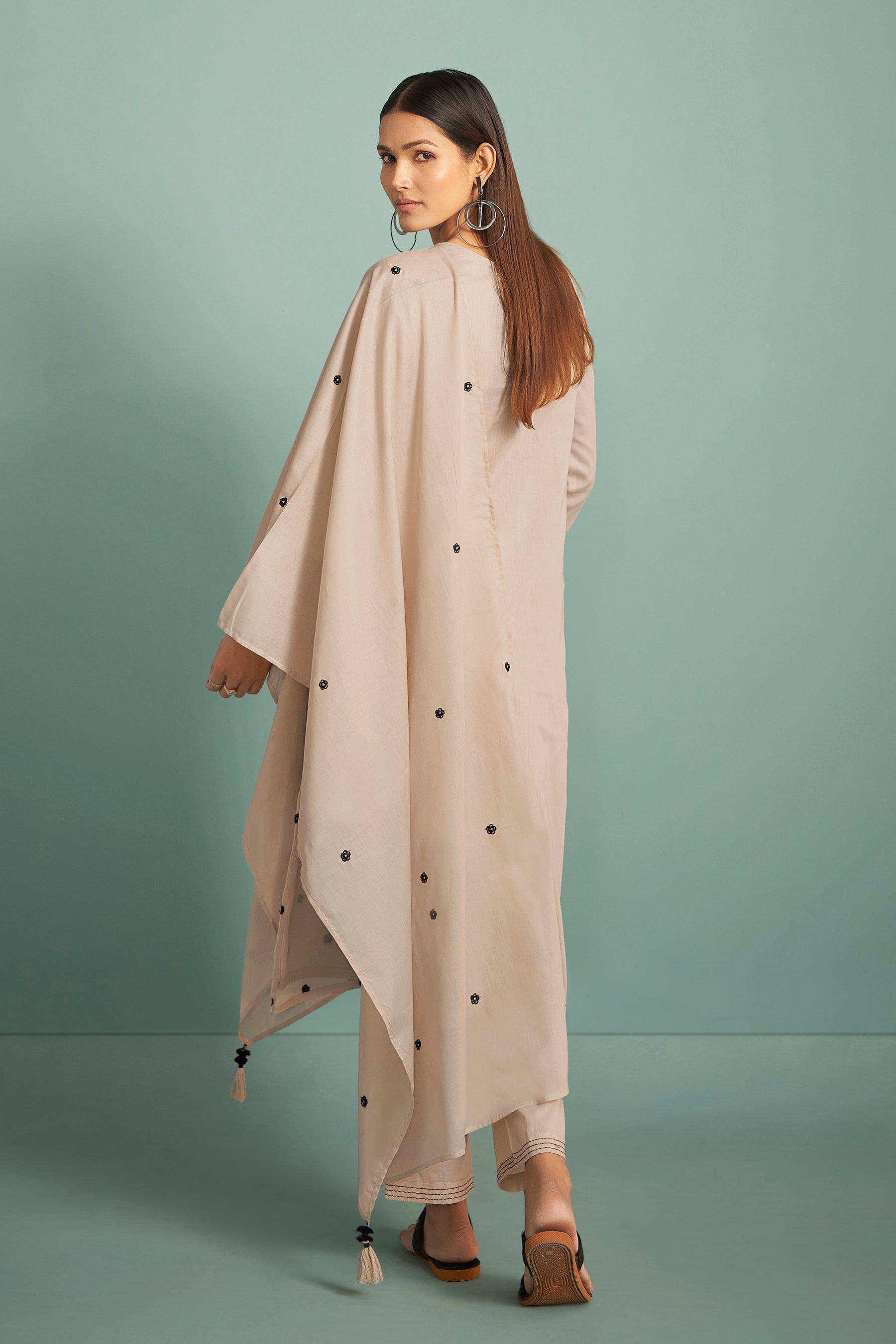 Lenora Cream Chikankari Embroidered Cotton Kurta Set