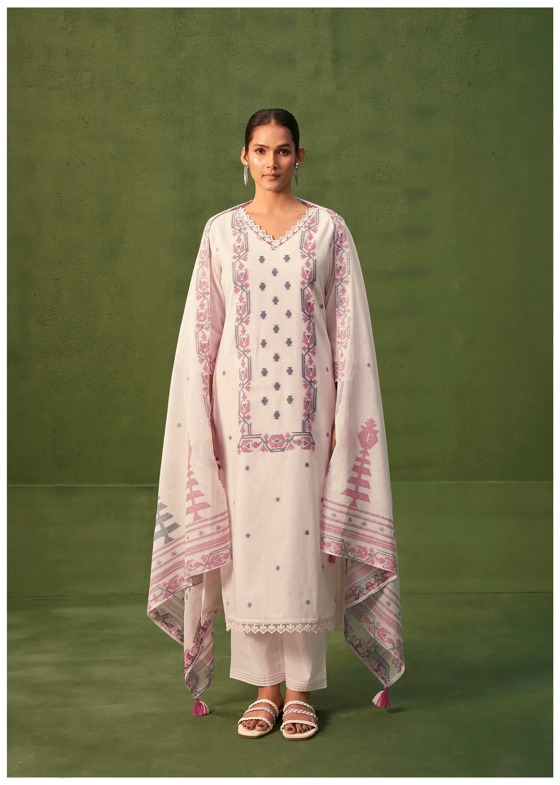 Luminous Cotton Jacquard Kurta Set