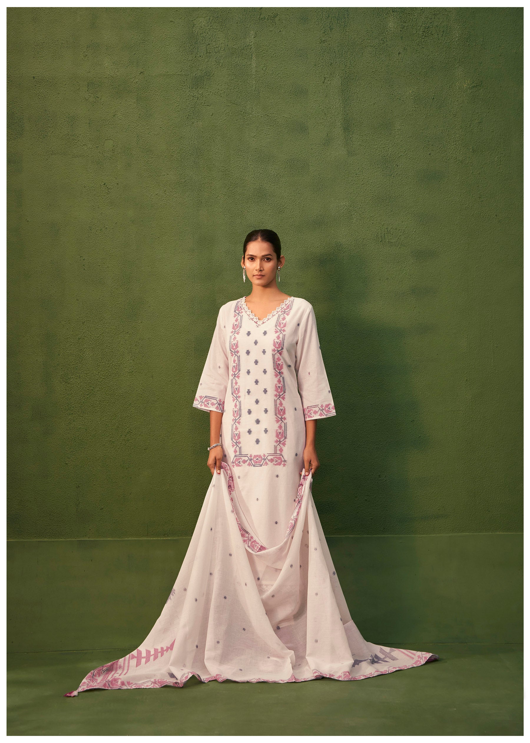 Luminous Cotton Jacquard Kurta Set