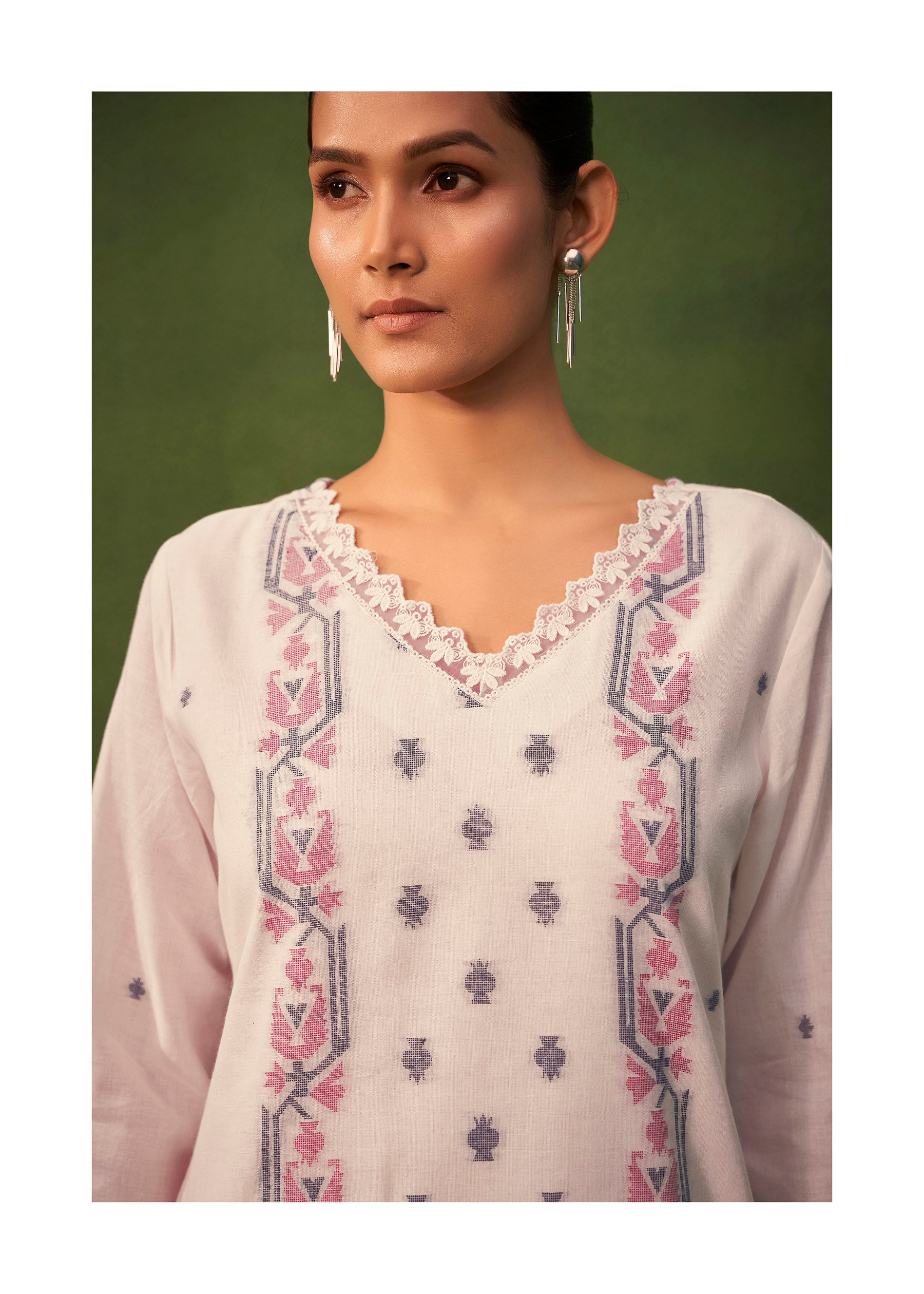 Luminous Cotton Jacquard Kurta Set