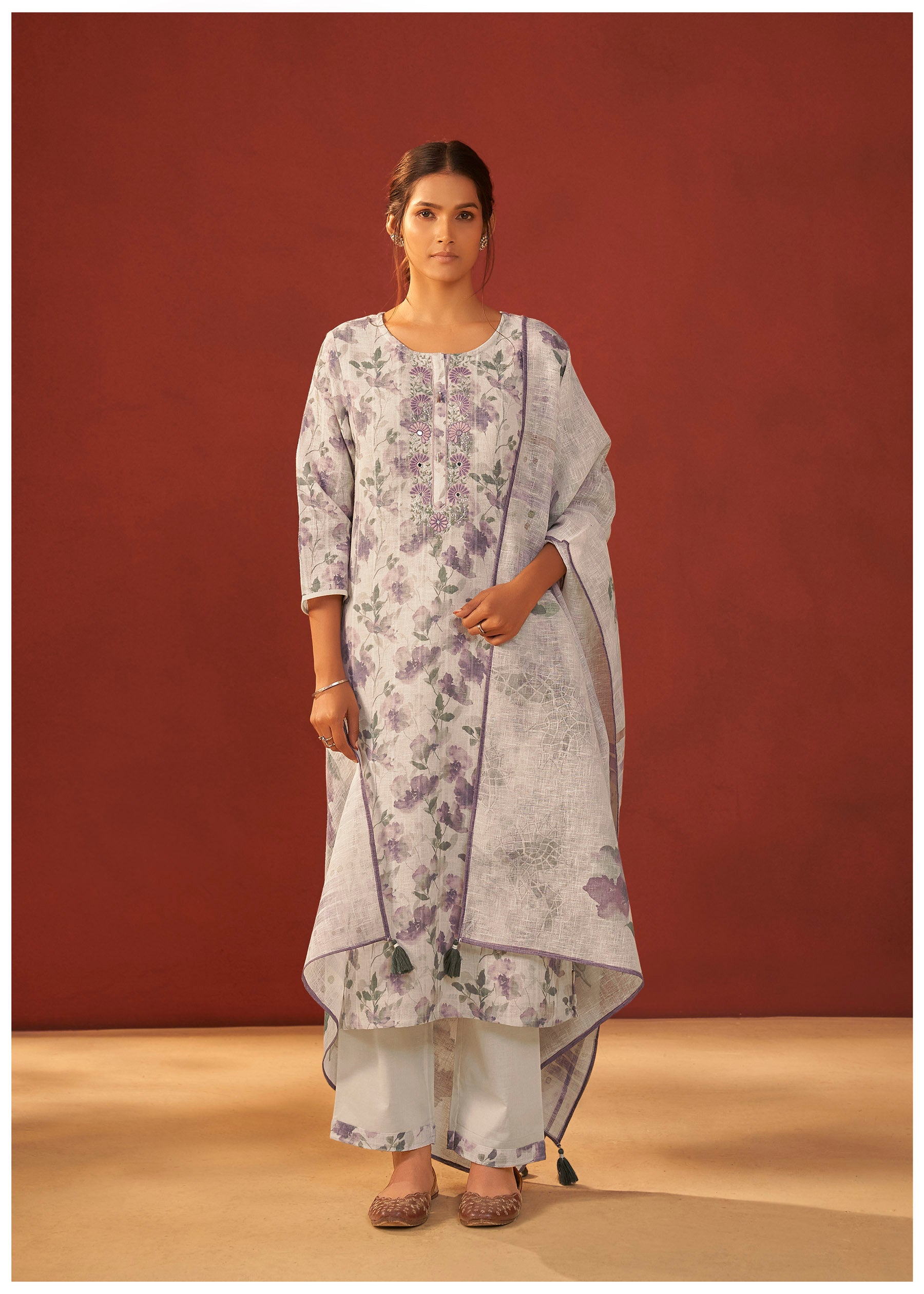 Meliora Digital Print Embroidered Linen Kurta Set