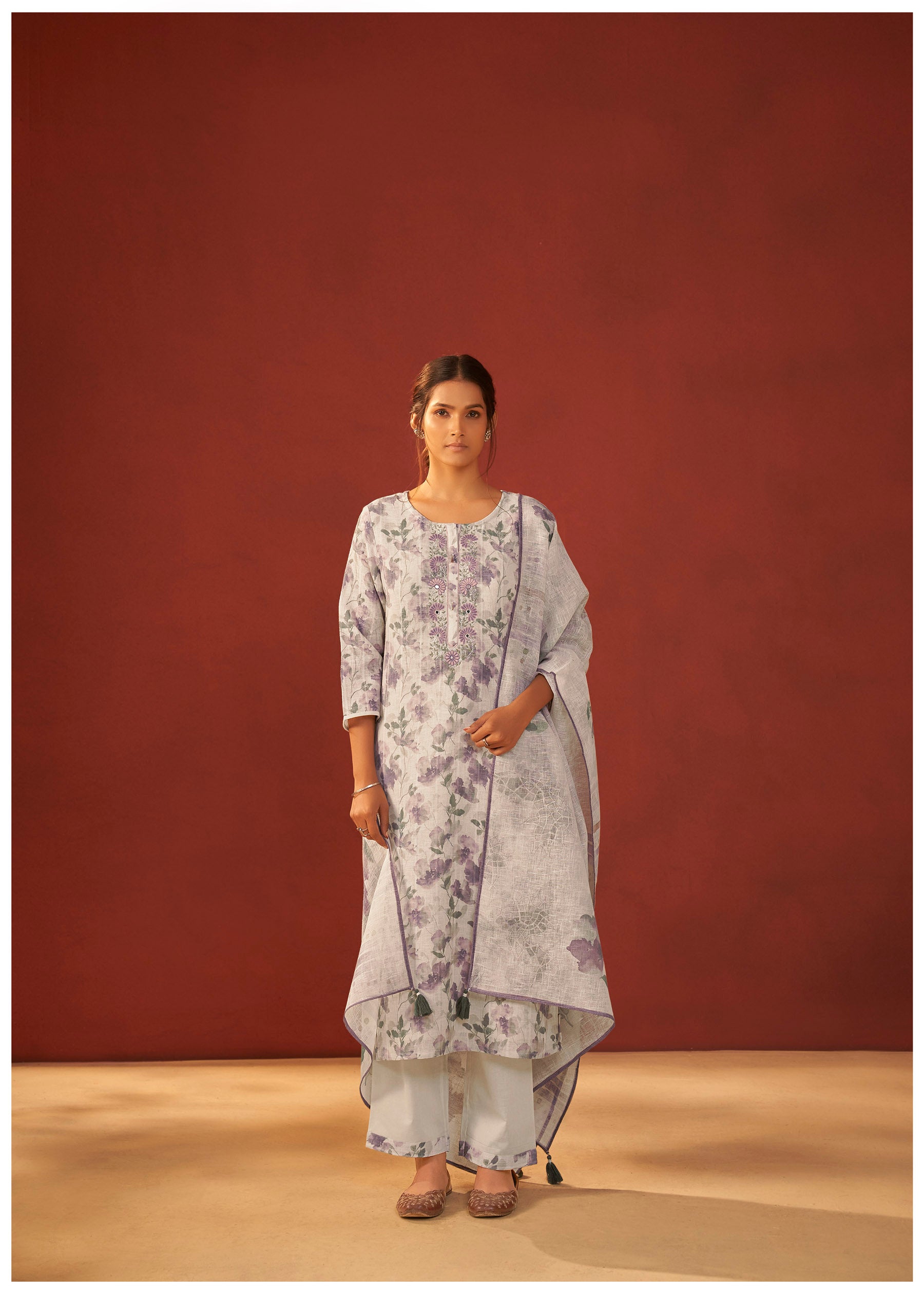 Meliora Digital Print Embroidered Linen Kurta Set