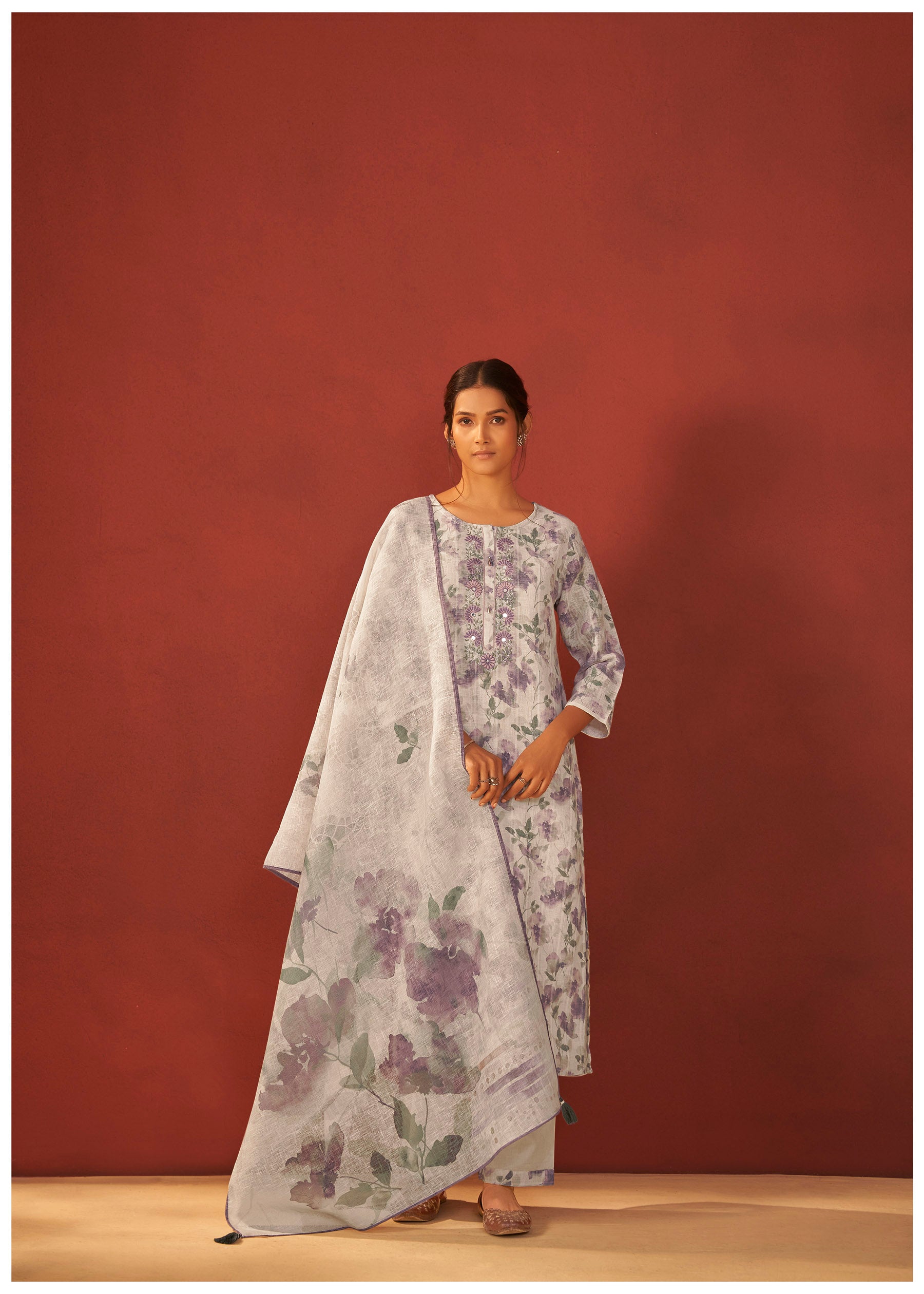 Meliora Digital Print Embroidered Linen Kurta Set