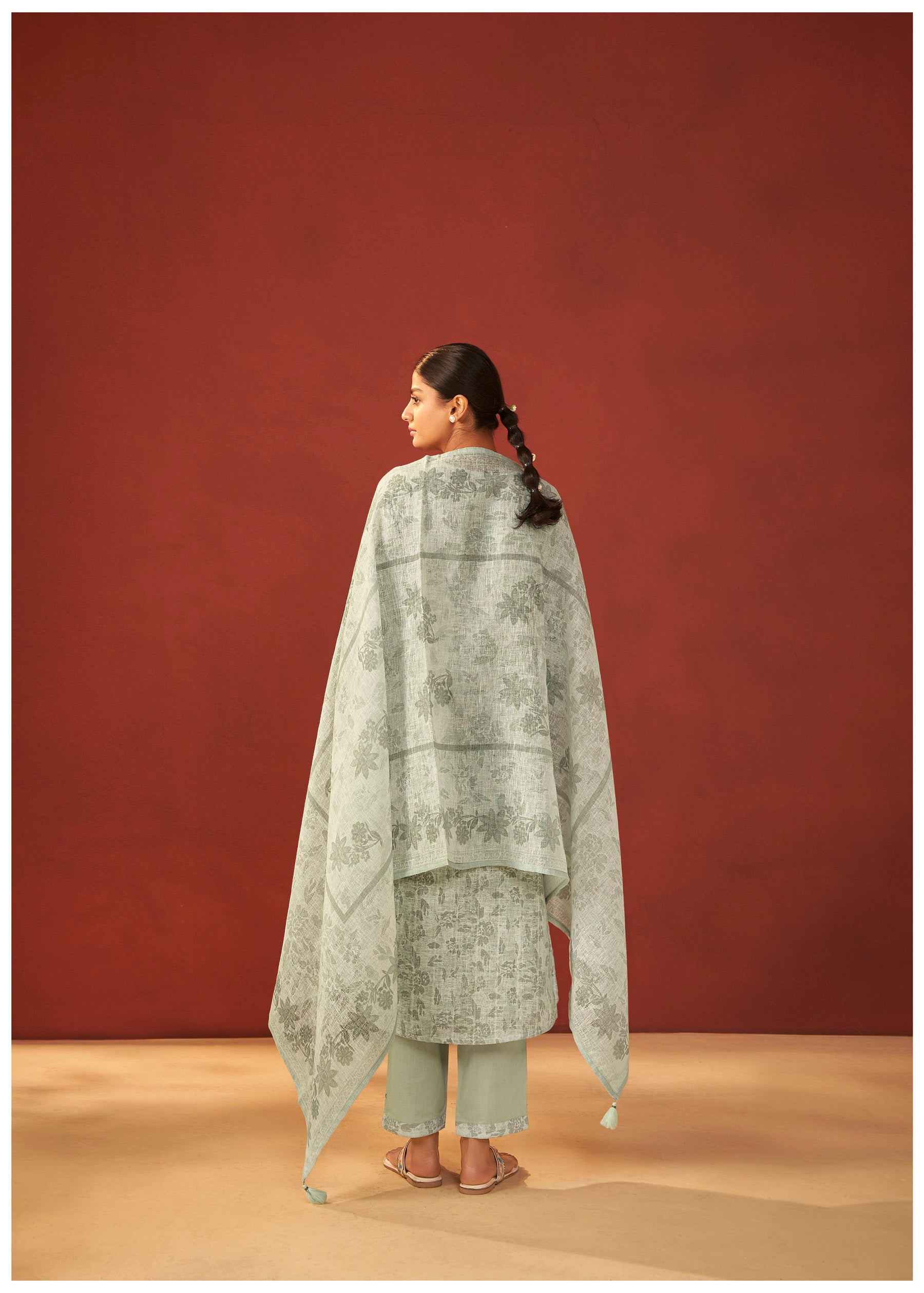 Elara Digital Print Embroidered Linen Kurta Set