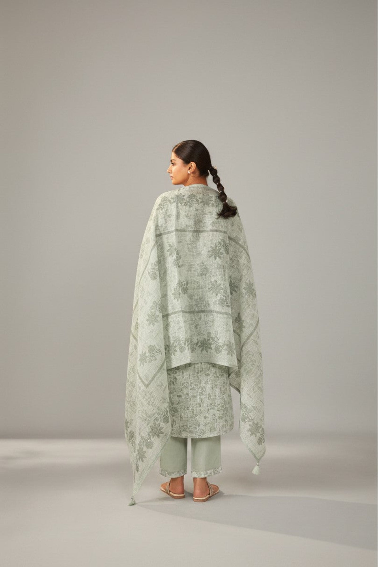 Elara Digital Print Embroidered Linen Kurta Set