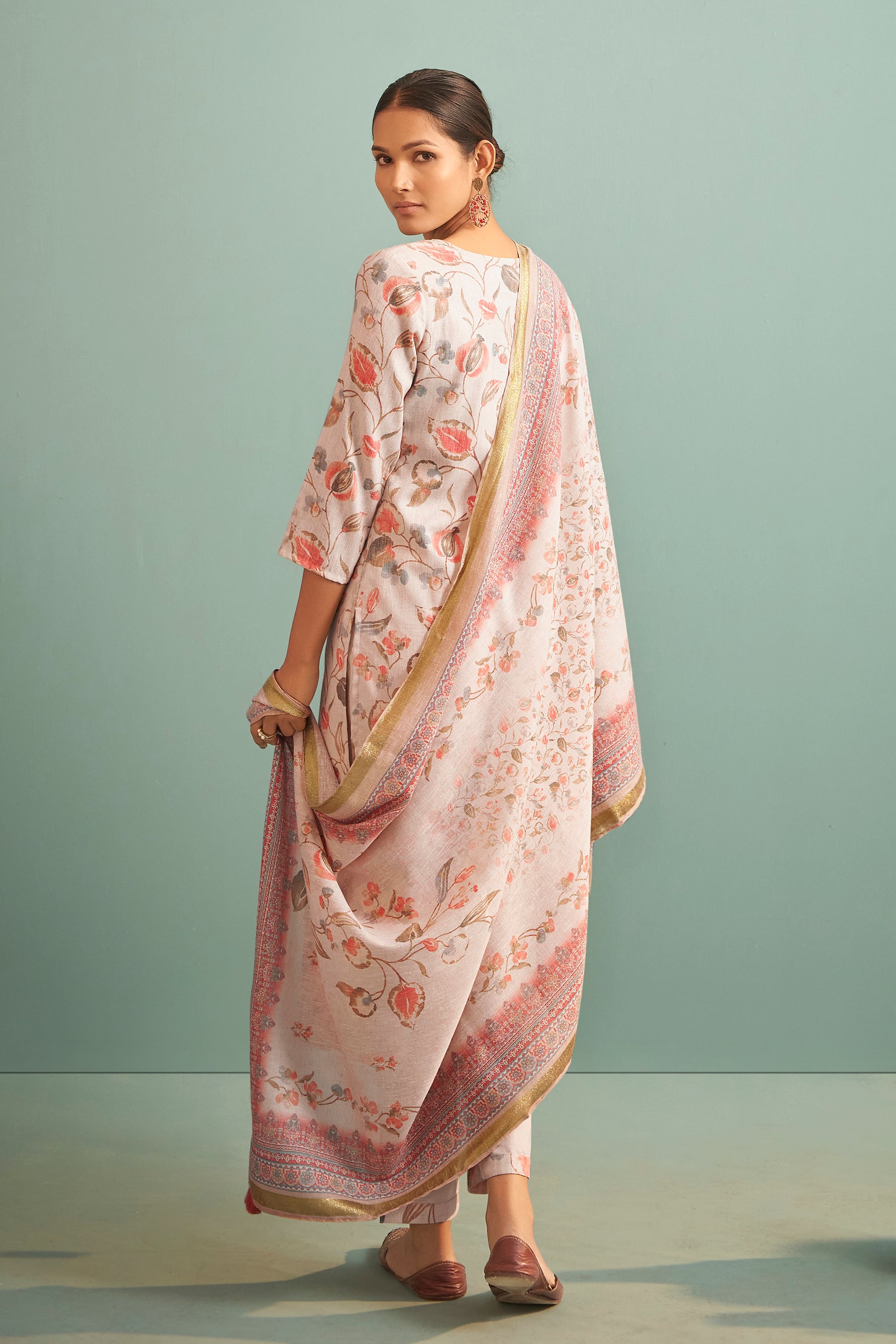 Whisperlyn Cream Linen Kurta Set