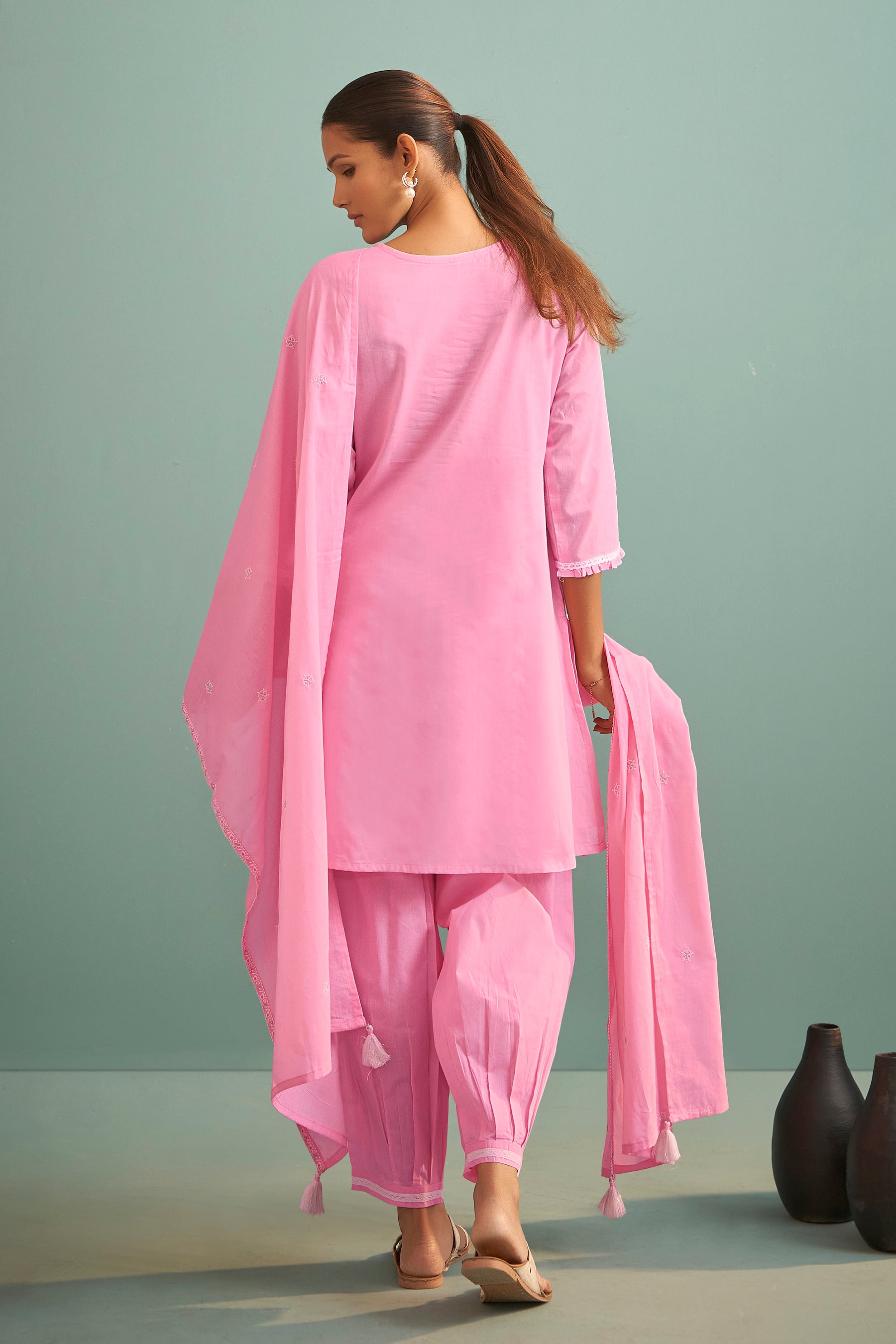 Parisa Lavender Chikankari Embroidered Cotton Kurta Set