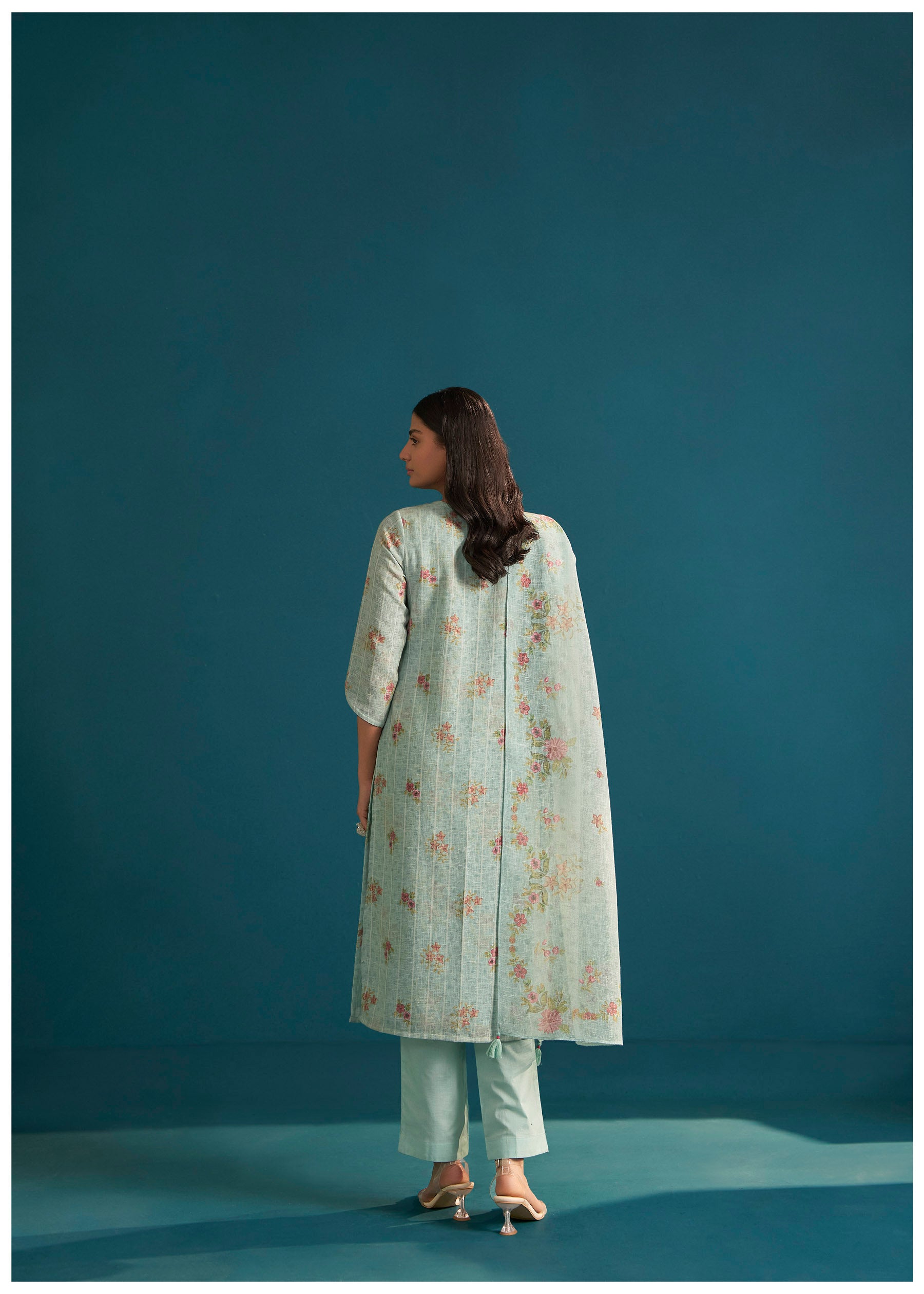 Liora Digital Print Embroidered Linen Kurta Set