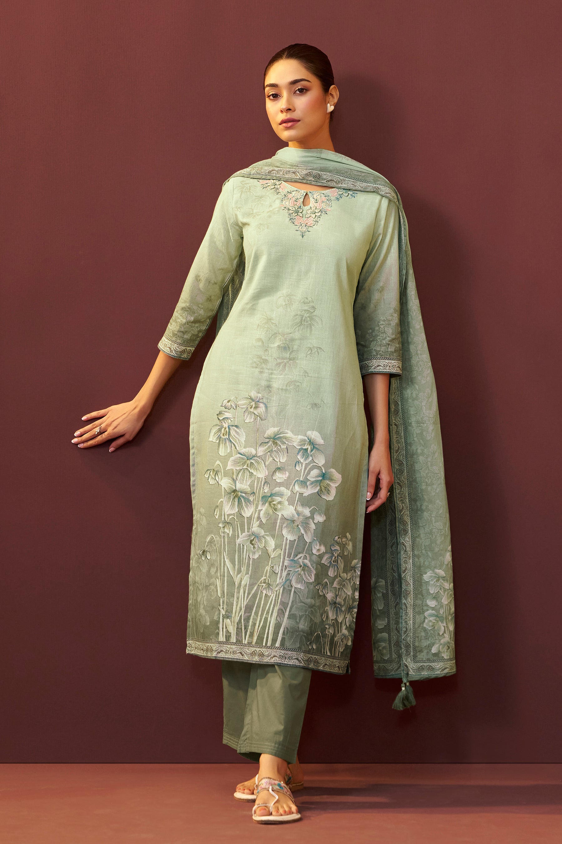 Silvara Green Digital Print Kurta Set