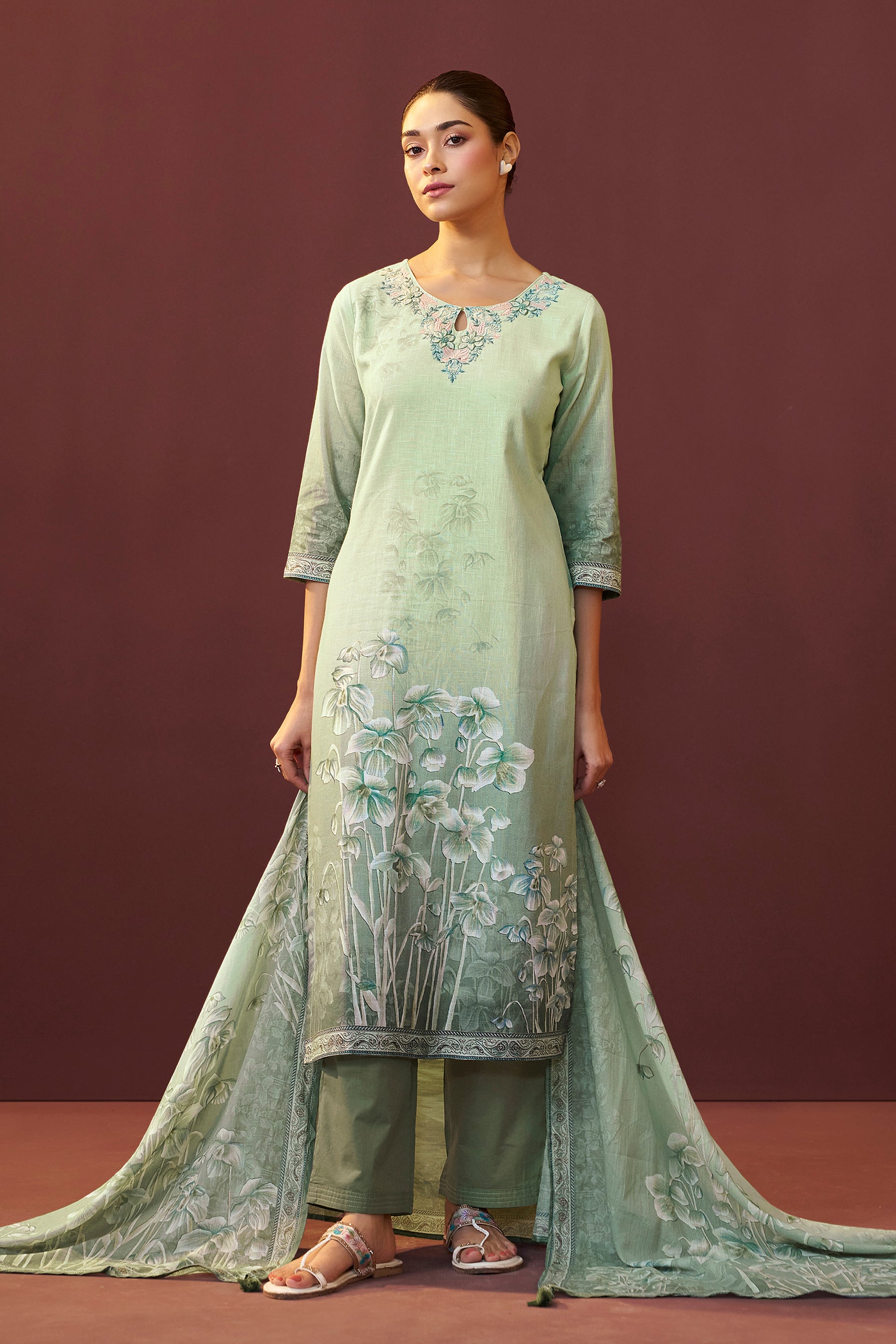 Silvara Green Digital Print Kurta Set