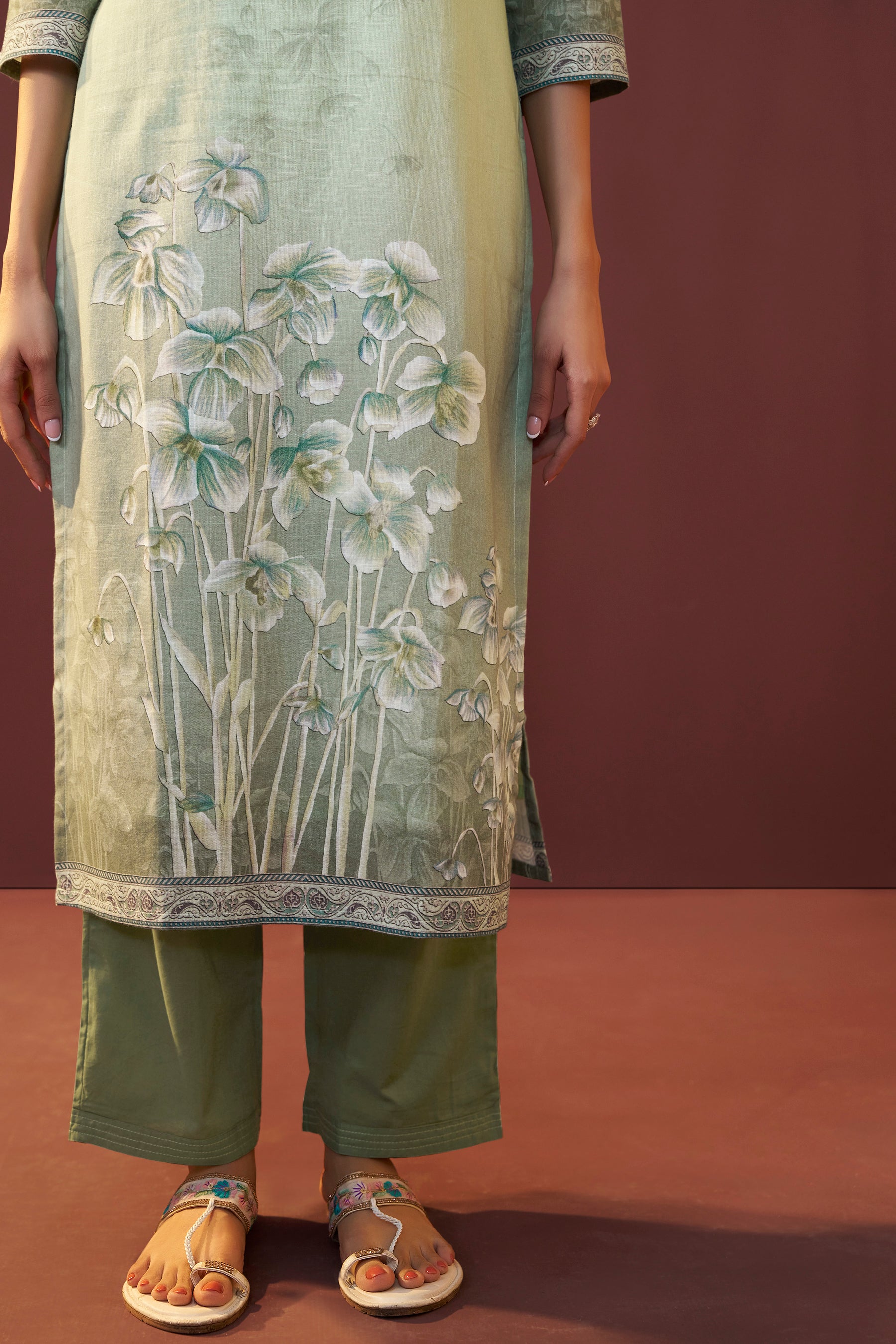 Silvara Green Digital Print Kurta Set