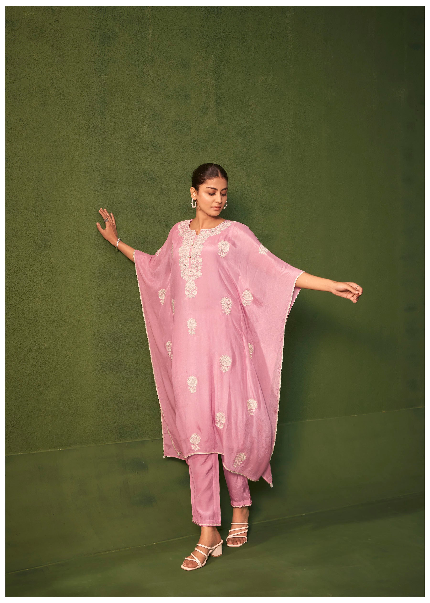 Pryselia Pink Chinnon Embroidered Kaftan