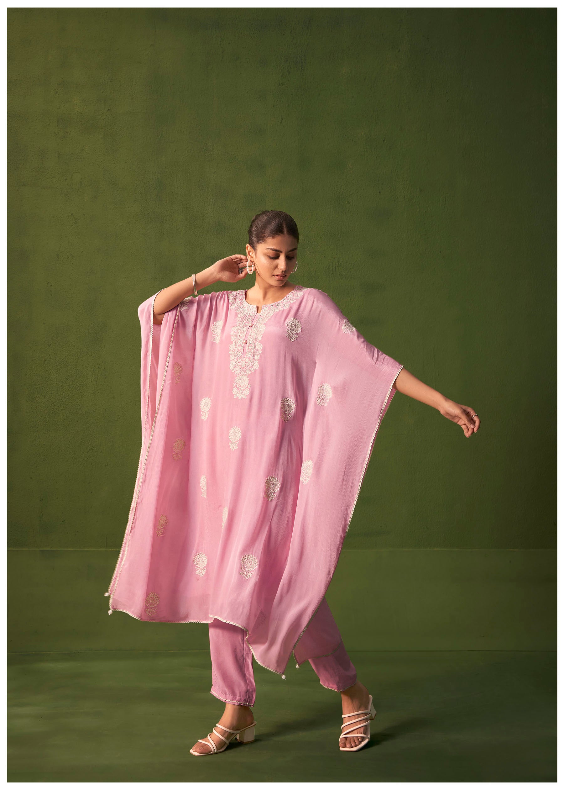 Pryselia Pink Chinnon Embroidered Kaftan