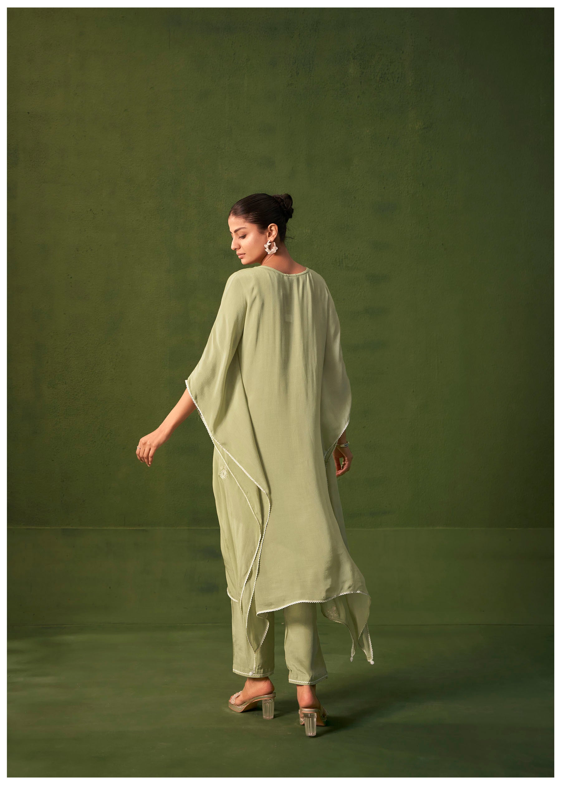 Lucerra Green Chinnon Embroidered Kaftan