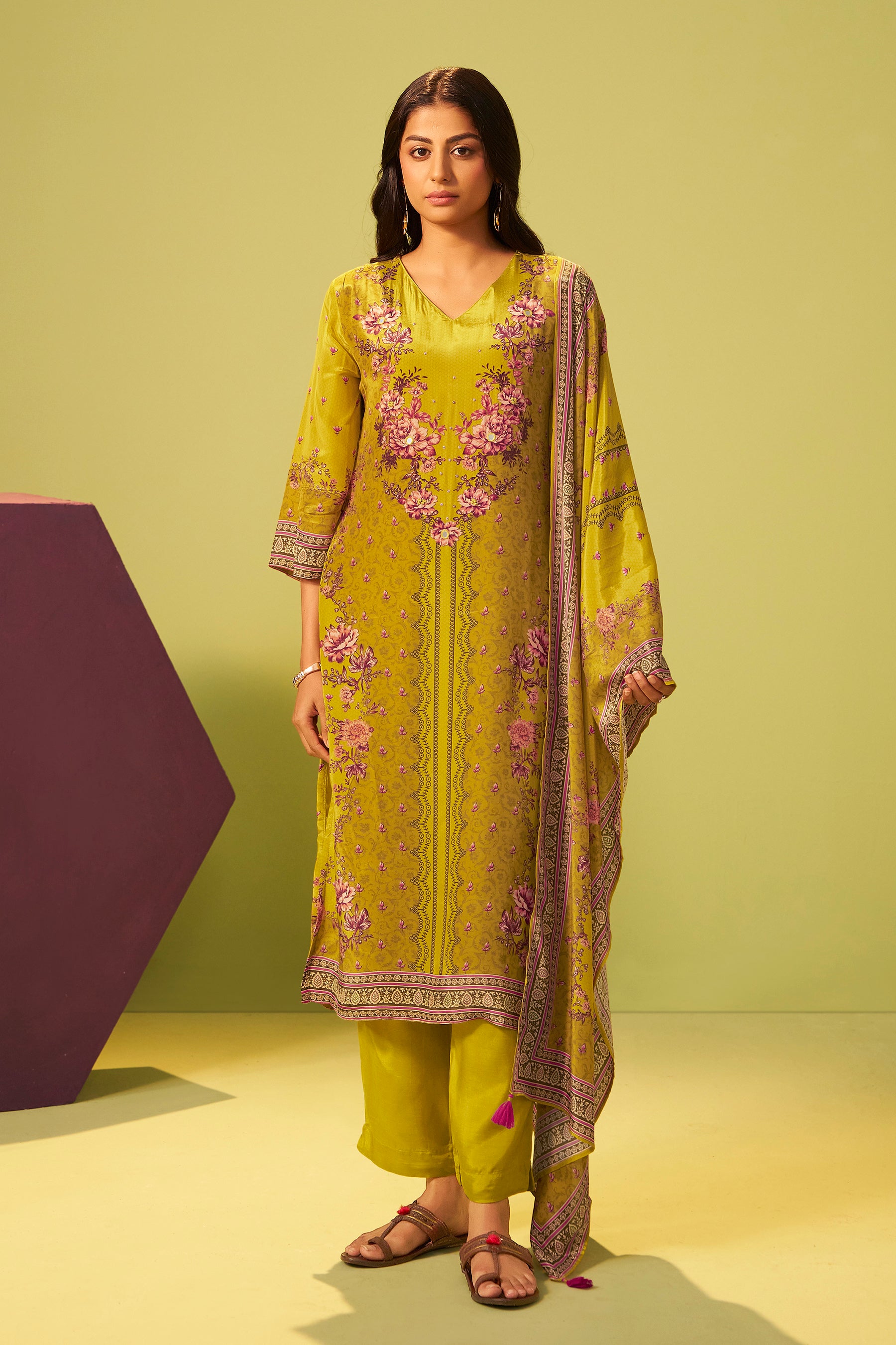 Handwork Crepe Silk Kurta Set