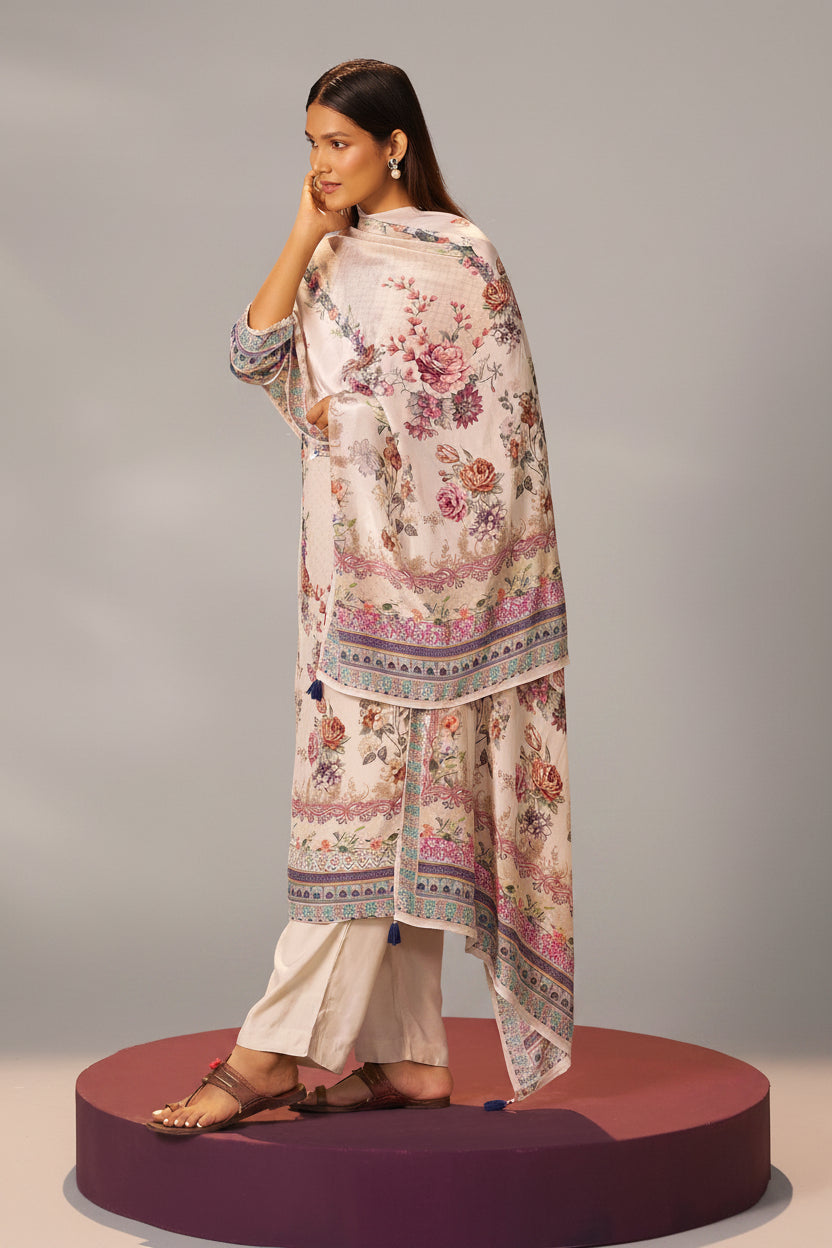 Digital Print Crepe Silk Kurta Set