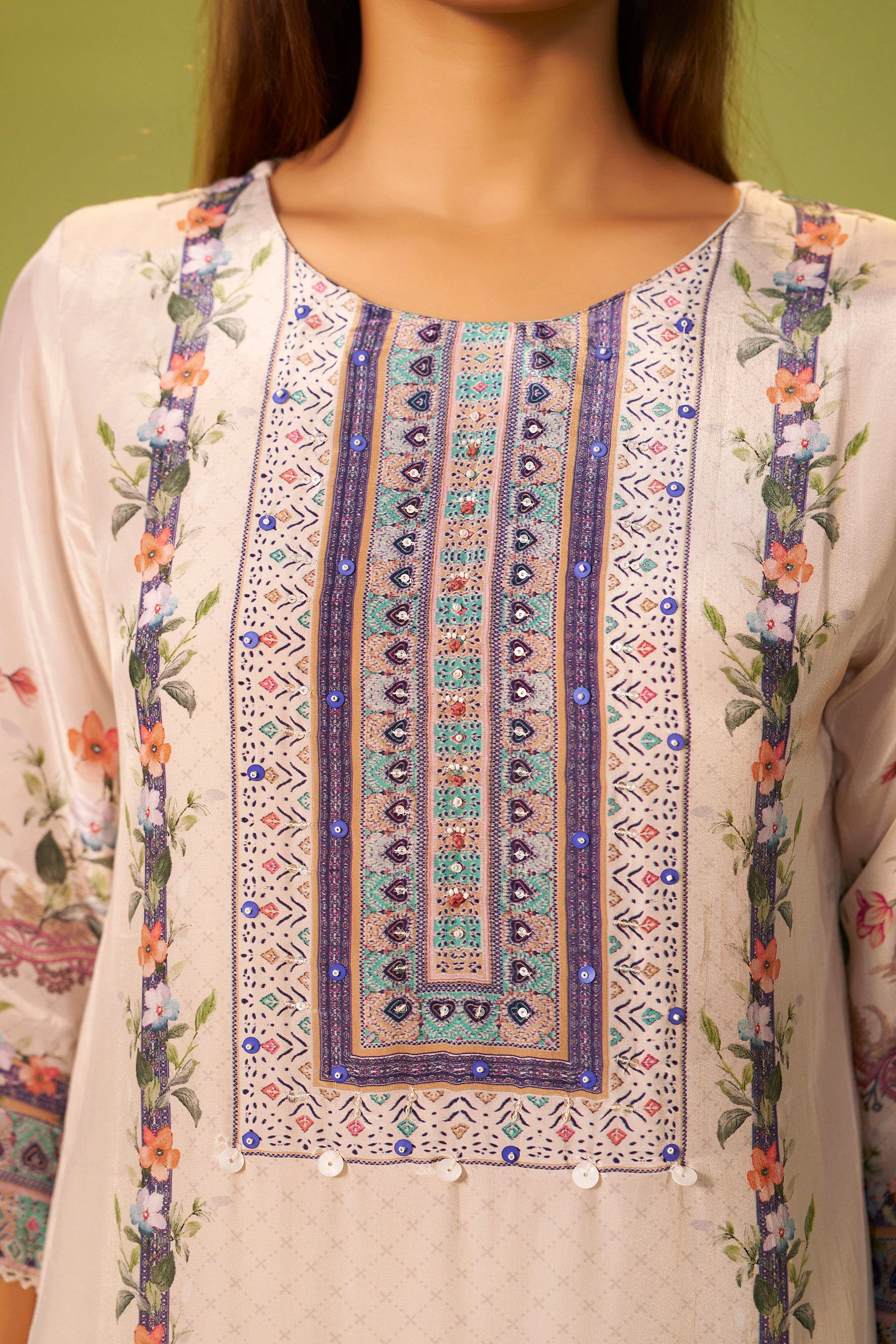 Digital Print Crepe Silk Kurta Set