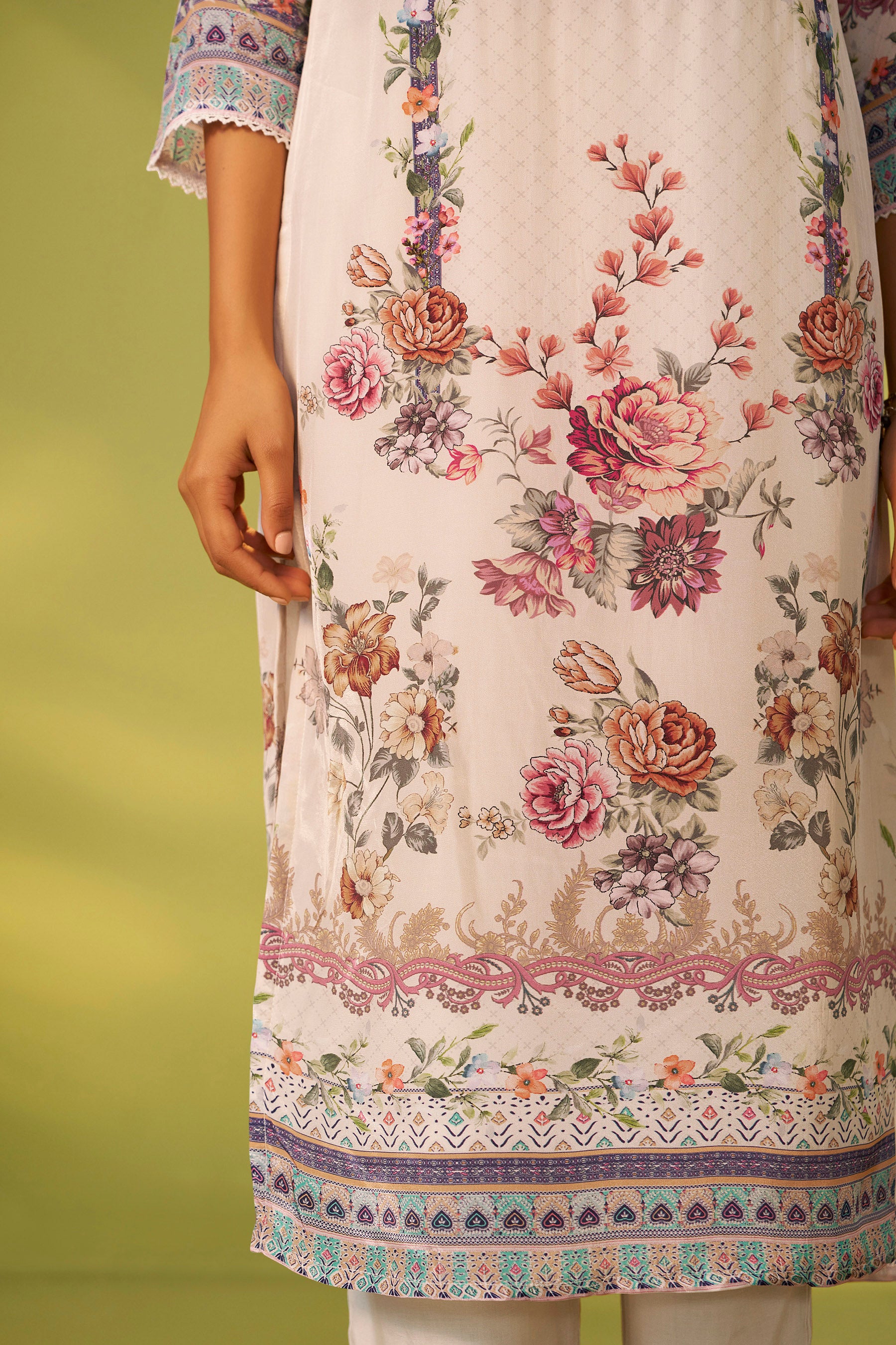 Digital Print Crepe Silk Kurta Set