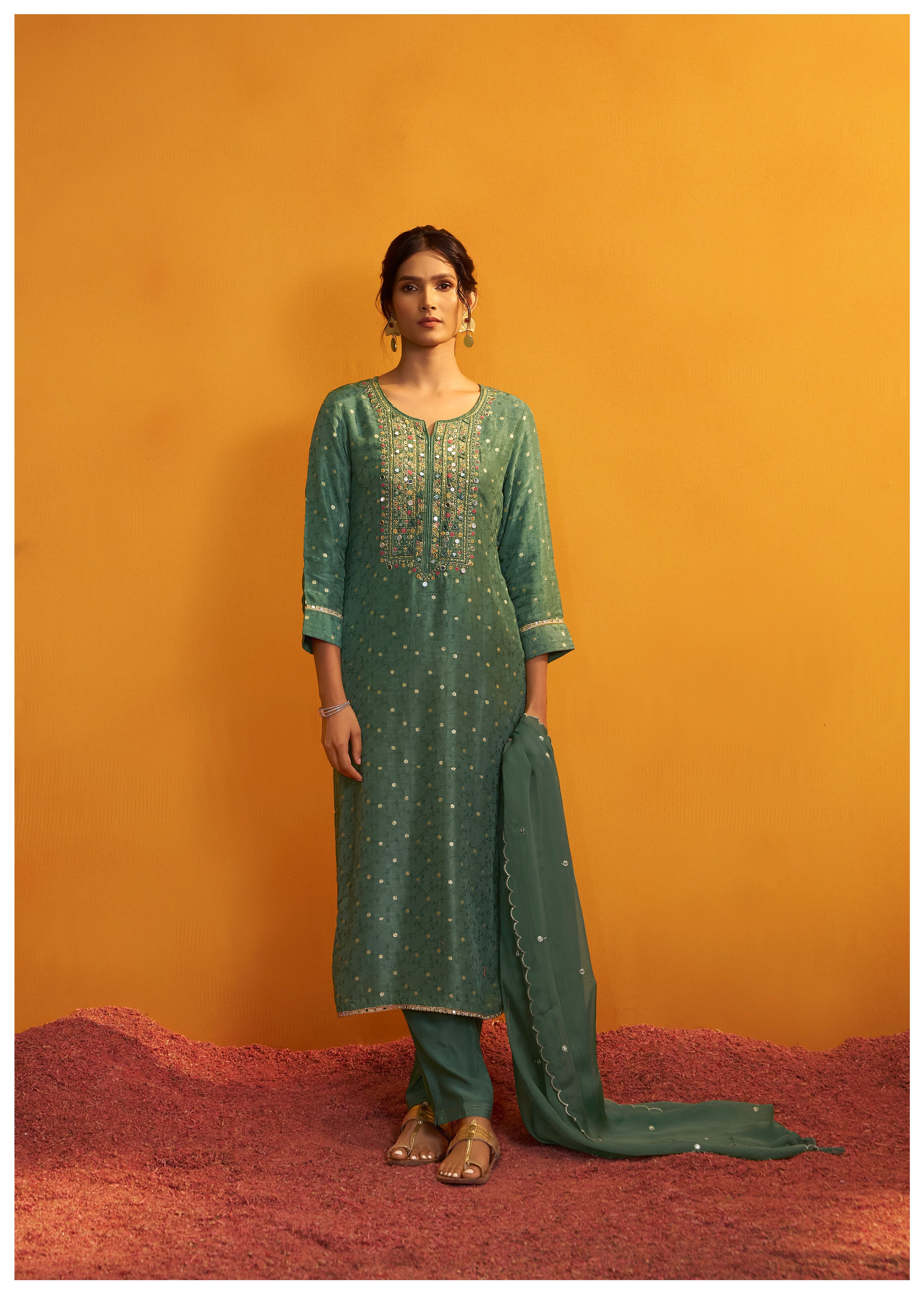 Mirror Embroidery Kurta Set