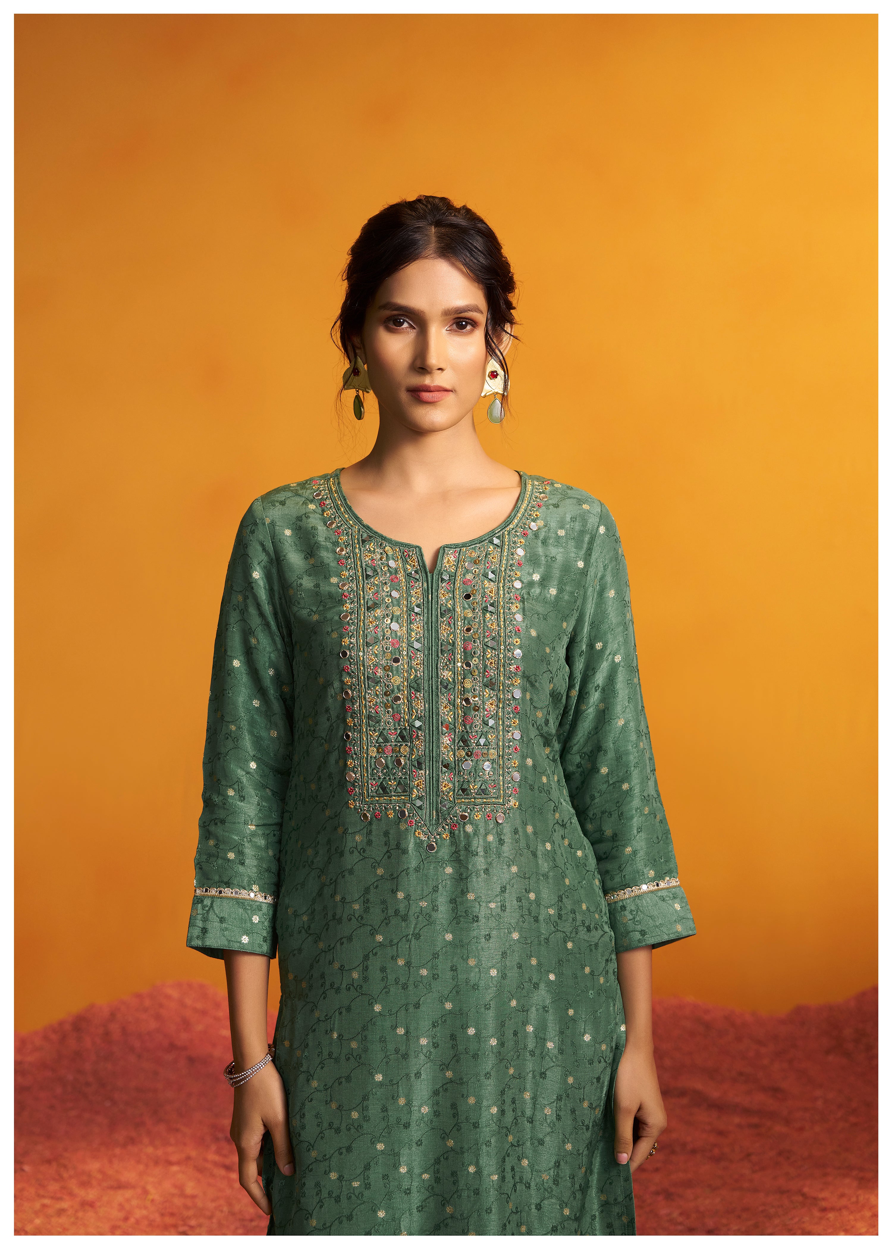 Mirror Embroidery Kurta Set