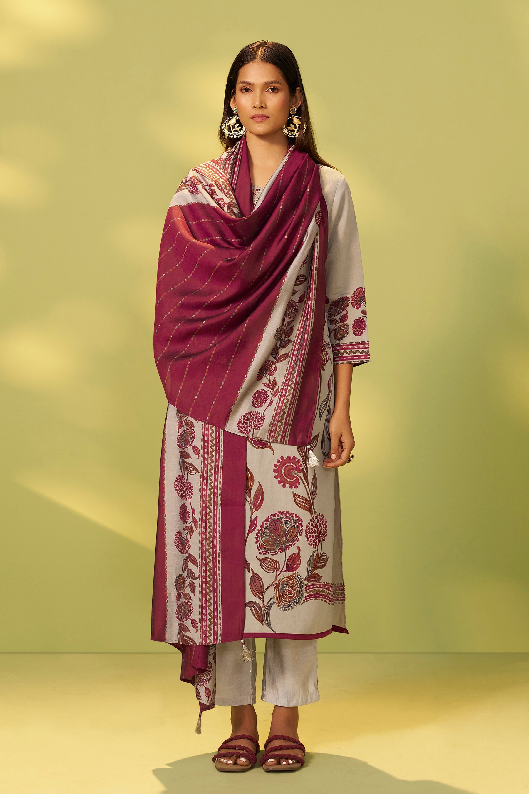 Rauch Grey Silk Kurta Set