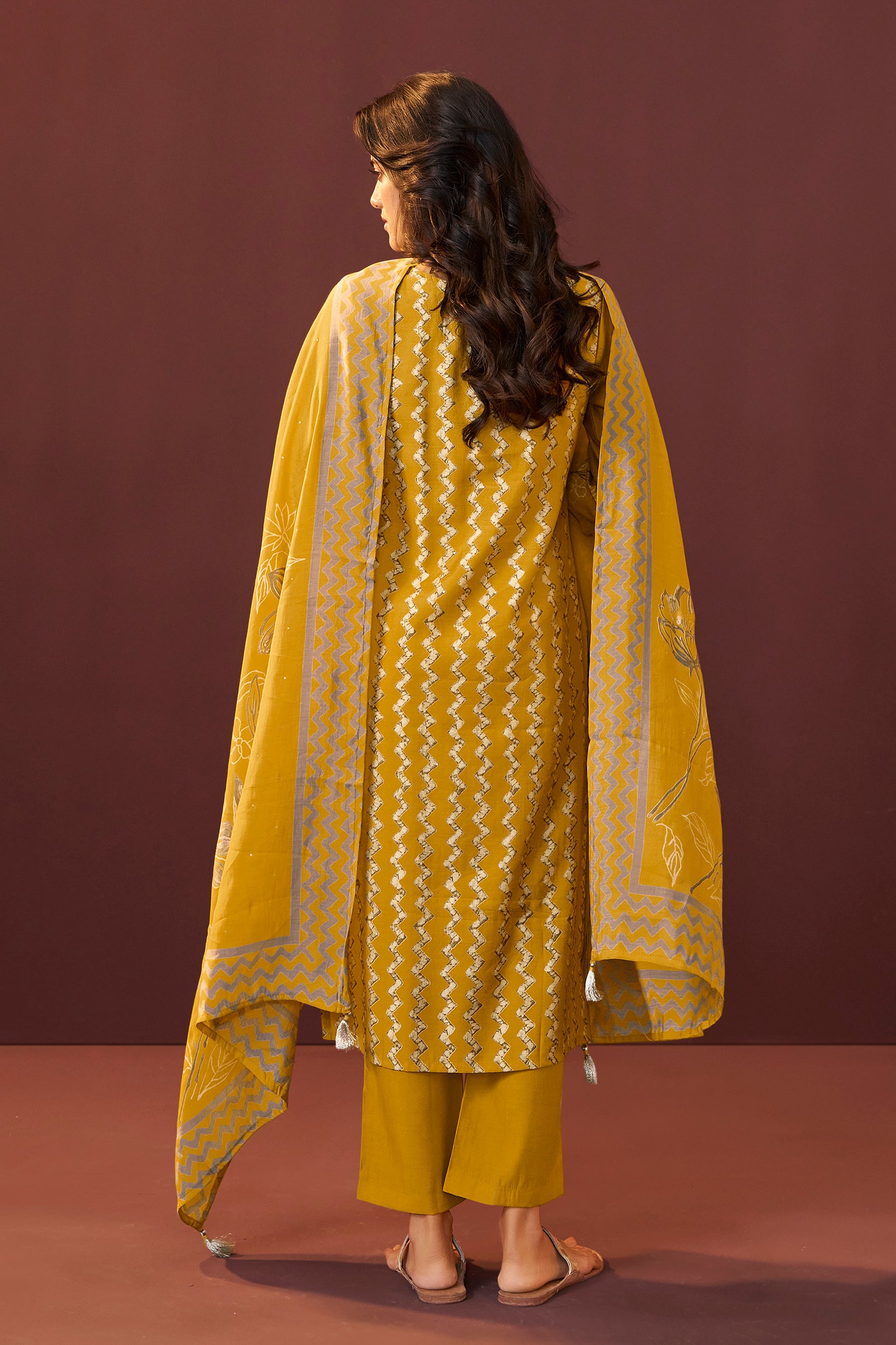 Saffron Yellow Silk Kurta Set