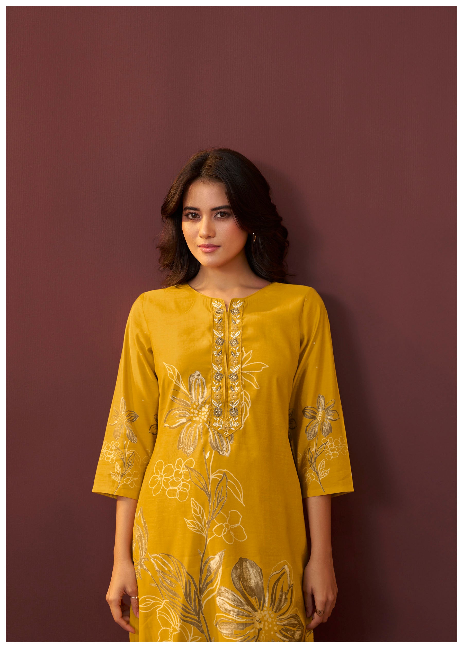 Saffron Yellow Silk Kurta Set