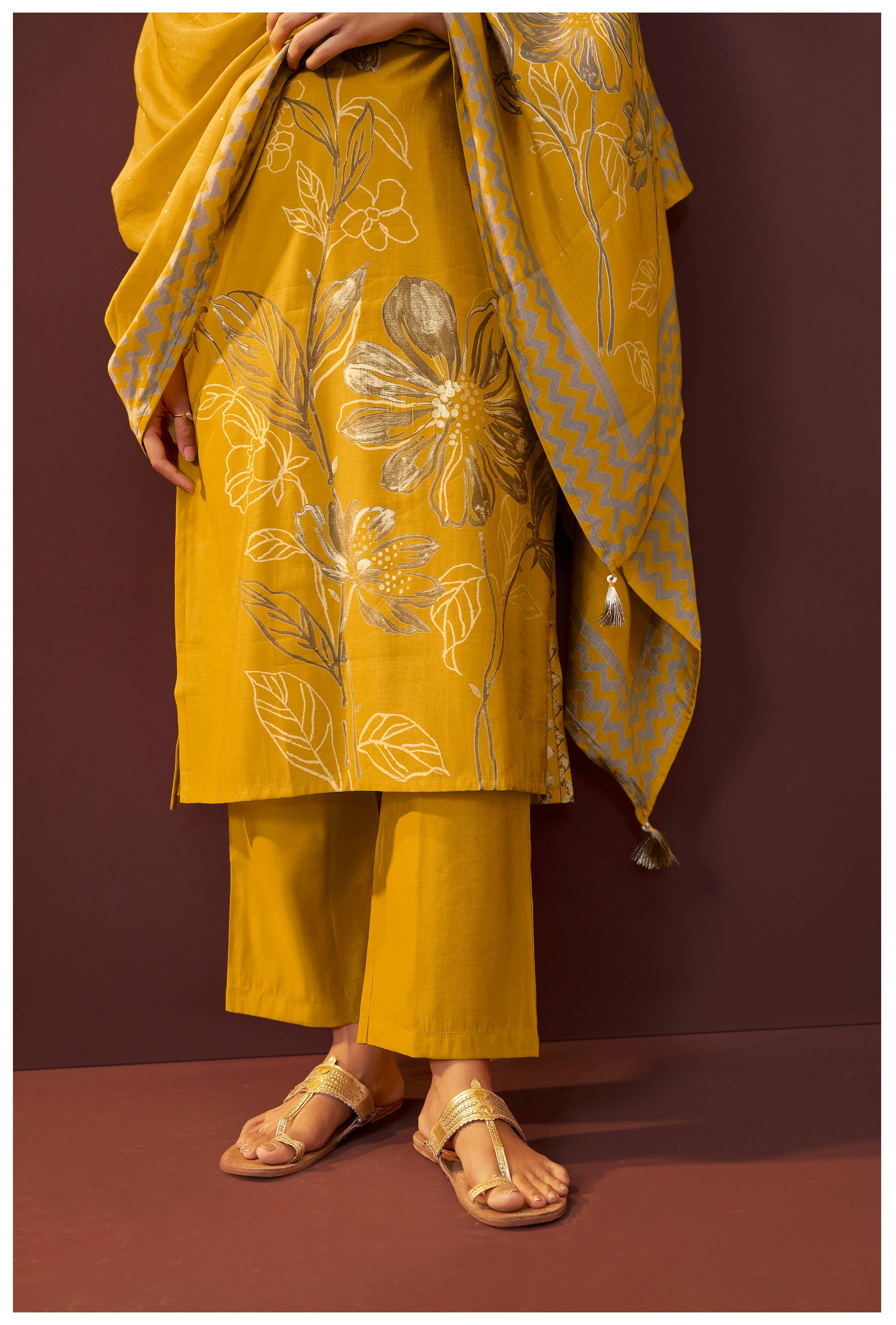 Saffron Yellow Silk Kurta Set