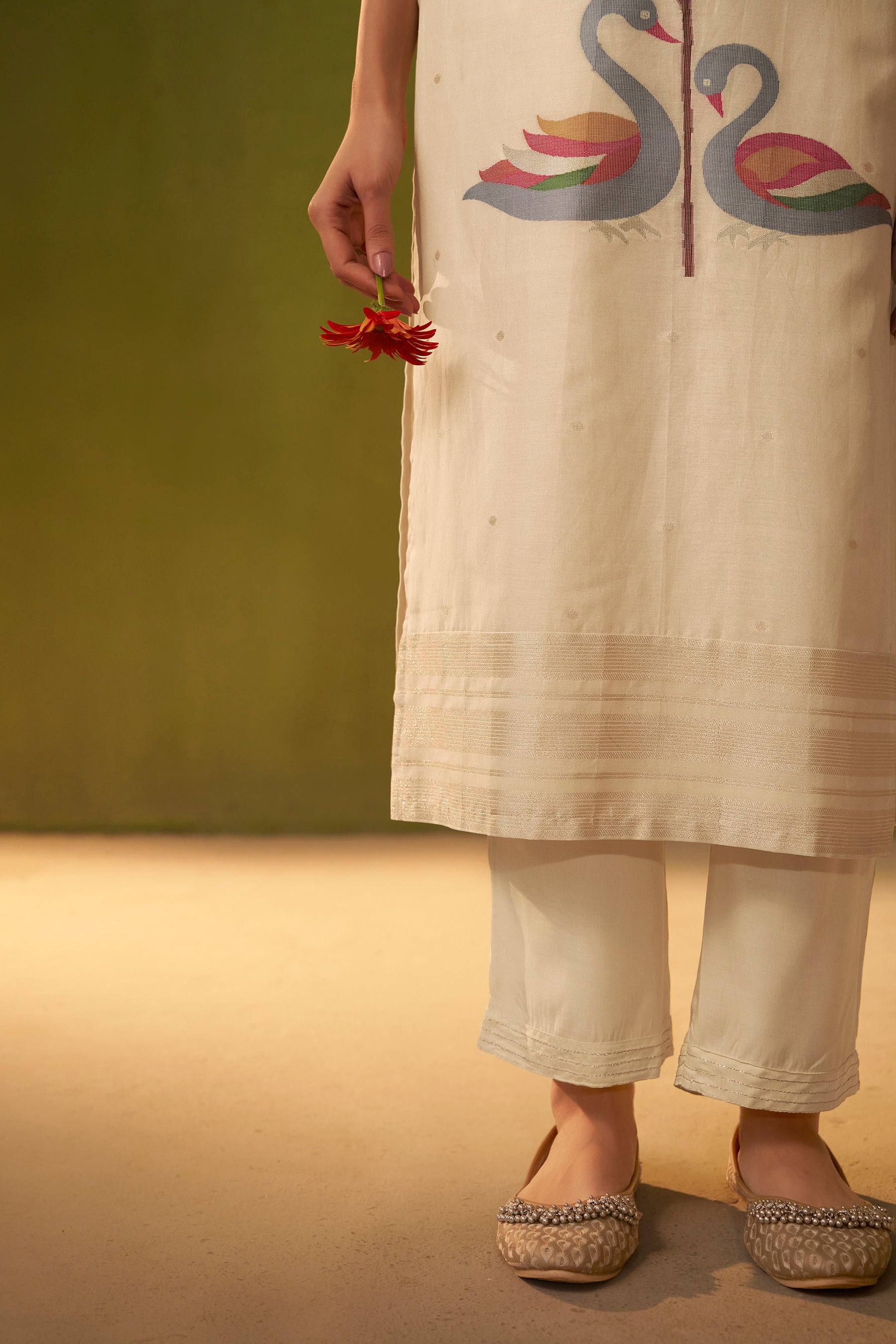 Banarasi Chanderi Jacquard Set – Cream