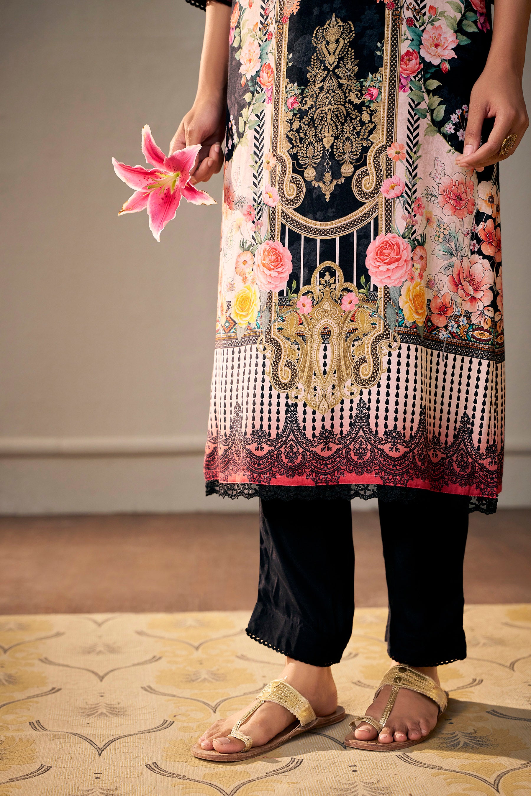 Heavy Muslin Digital Print Kurta, Viscose Bottom and Dupatta Set