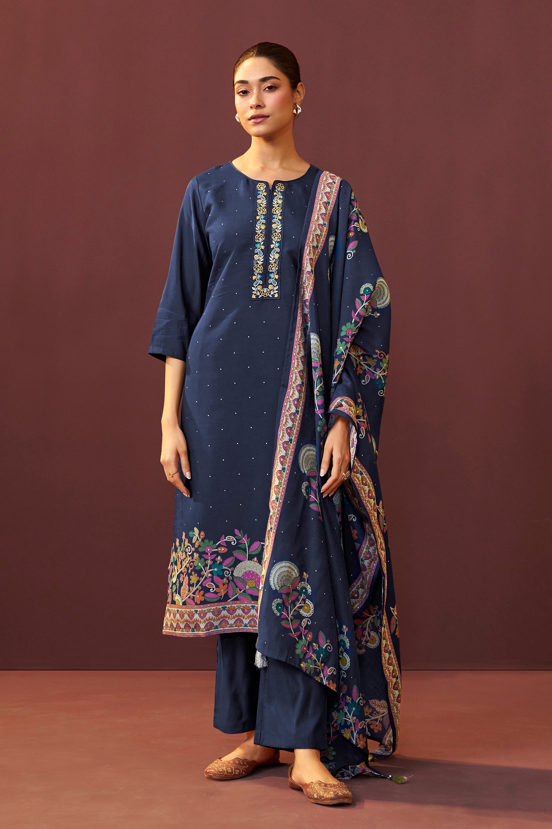 Sapphire Blue Silk Kurta Set