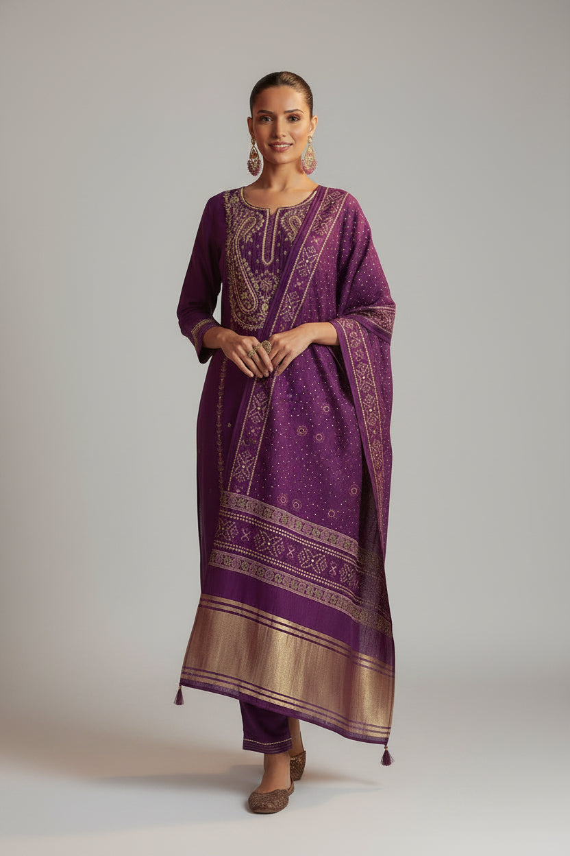 Embroidered Silk Set