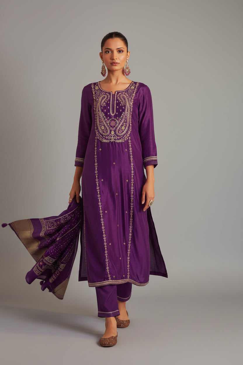 Embroidered Silk Set