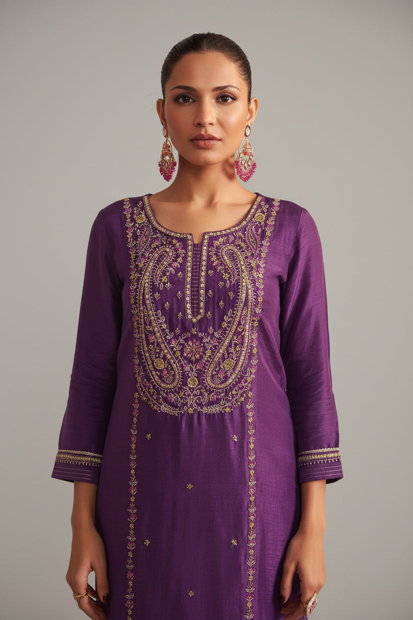 Embroidered Silk Set