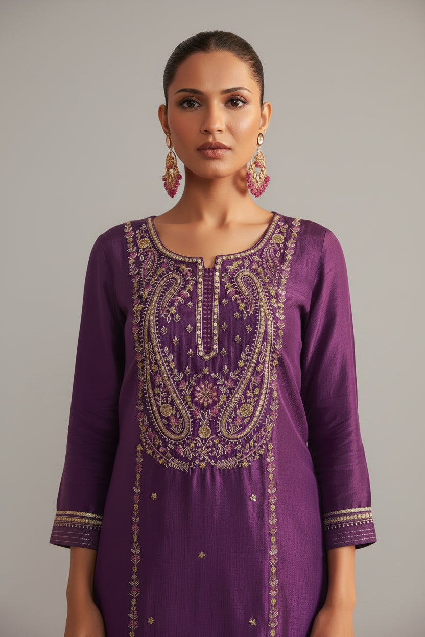 Embroidered Silk Set
