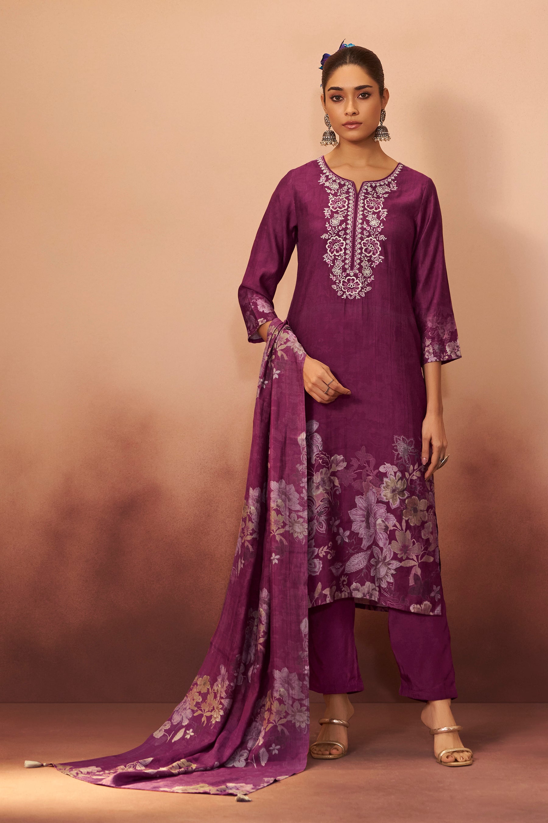 Viscose Digital Print Kurta Set – Maroon