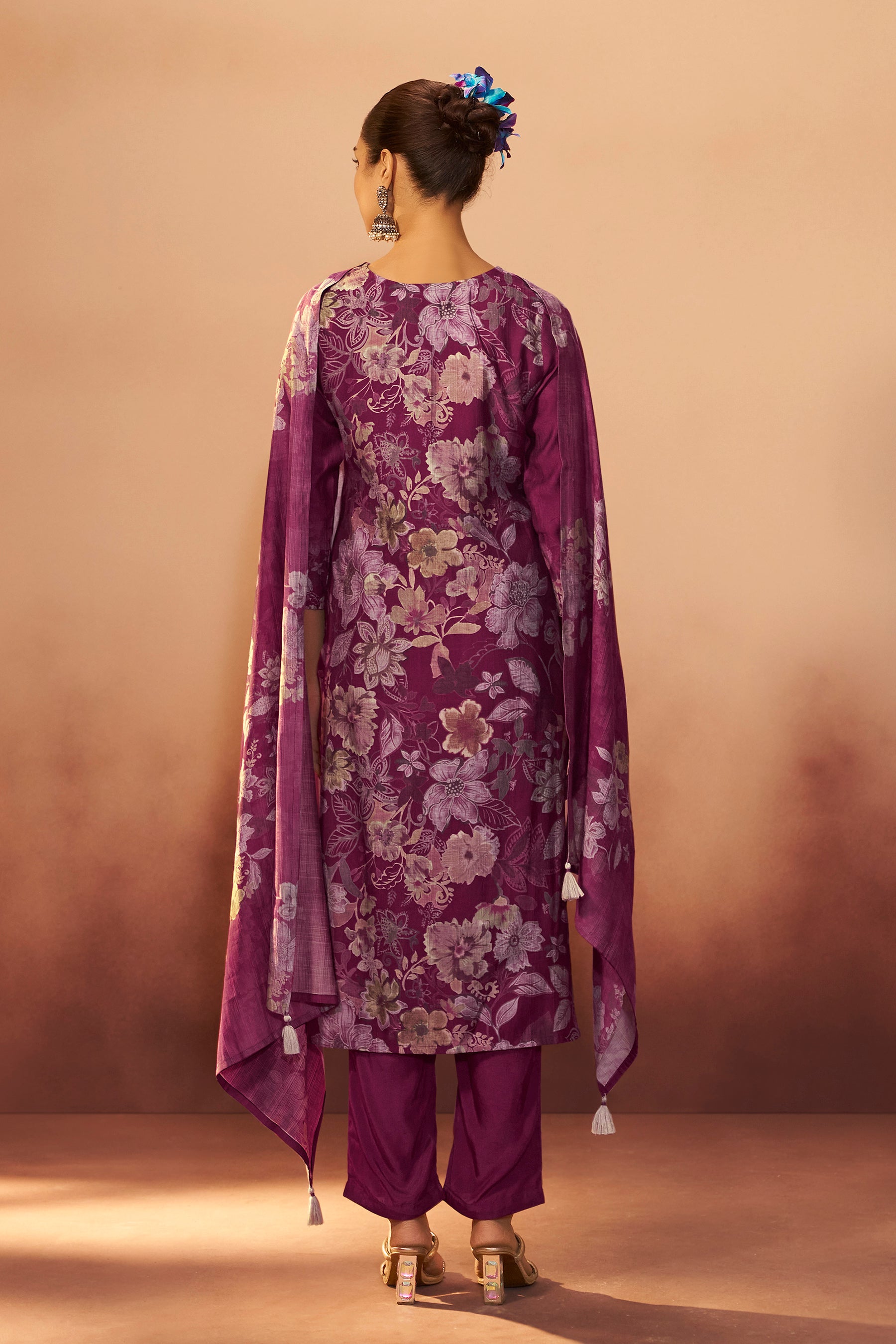 Viscose Digital Print Kurta Set – Maroon